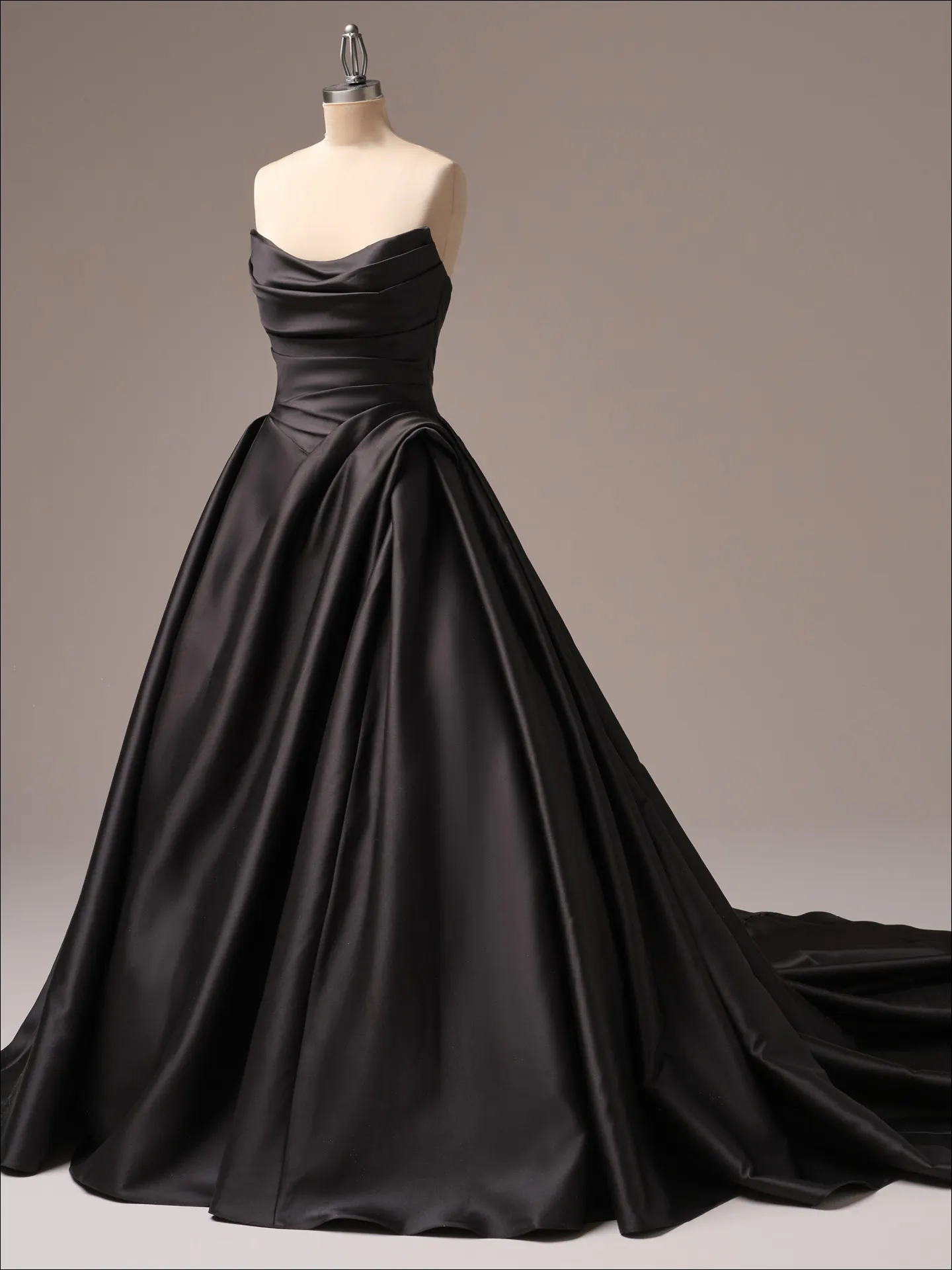 Maggie Sottero Antoinette black ballgown wedding dress front view on mannequin