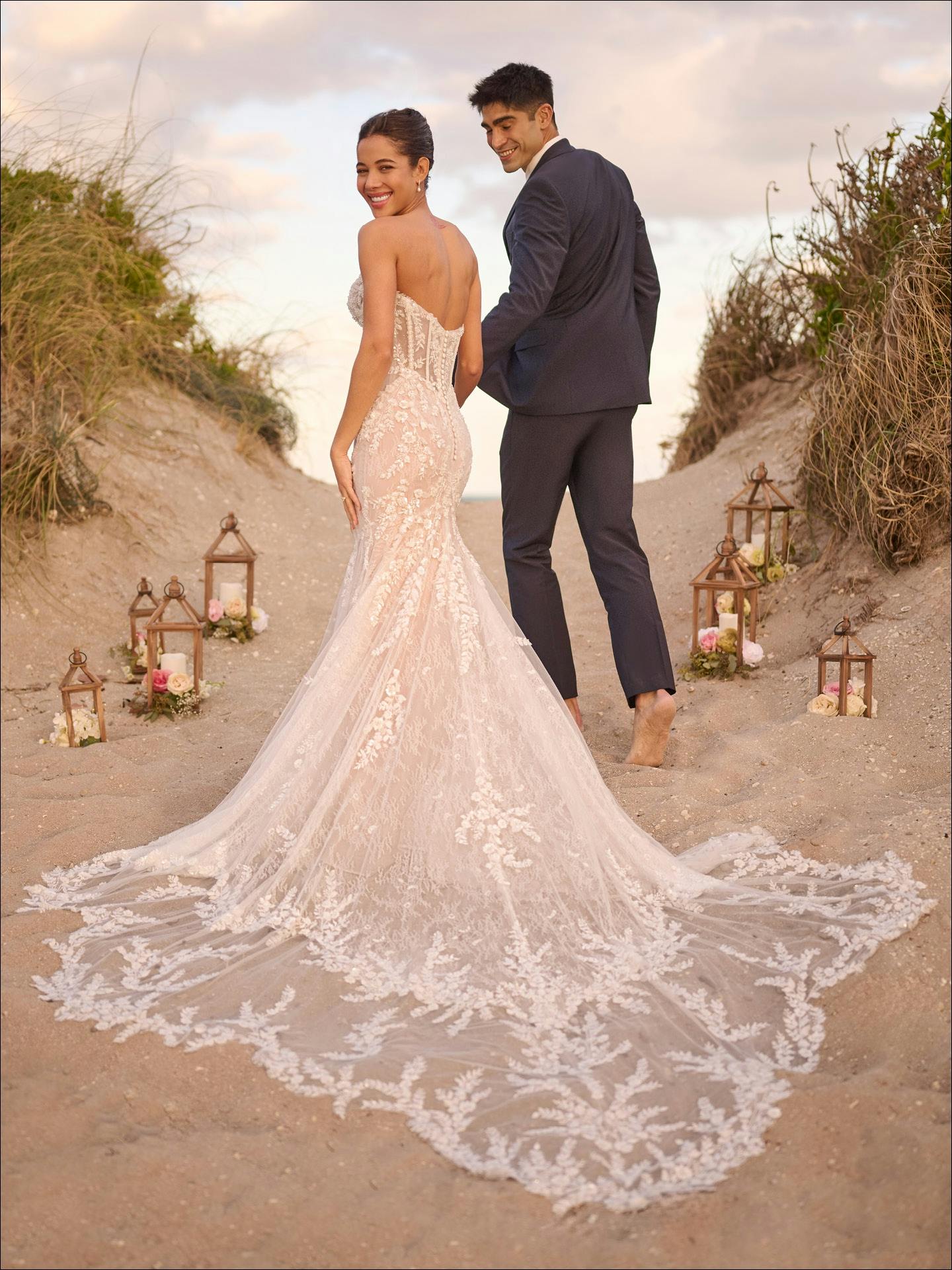 Benjie Royale Shimmering Beaded Mermaid Wedding Dress