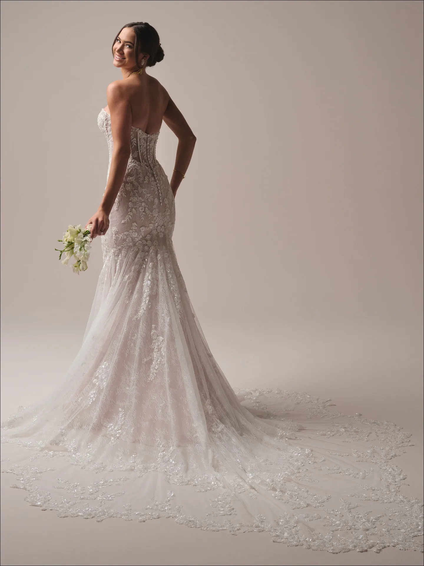 Maggie Sottero Benjie Royale back view shimmering mermaid wedding dress
