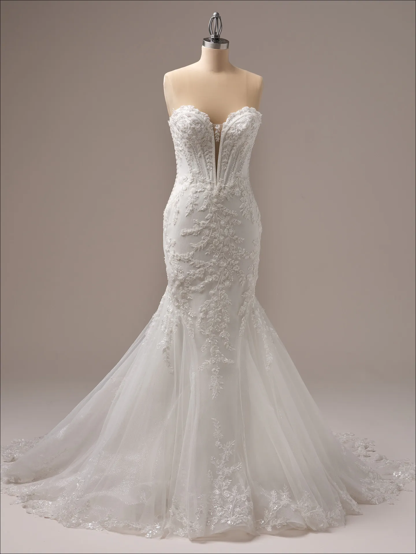 Maggie Sottero Benjie Royale front view, shimmering beaded mermaid wedding dress