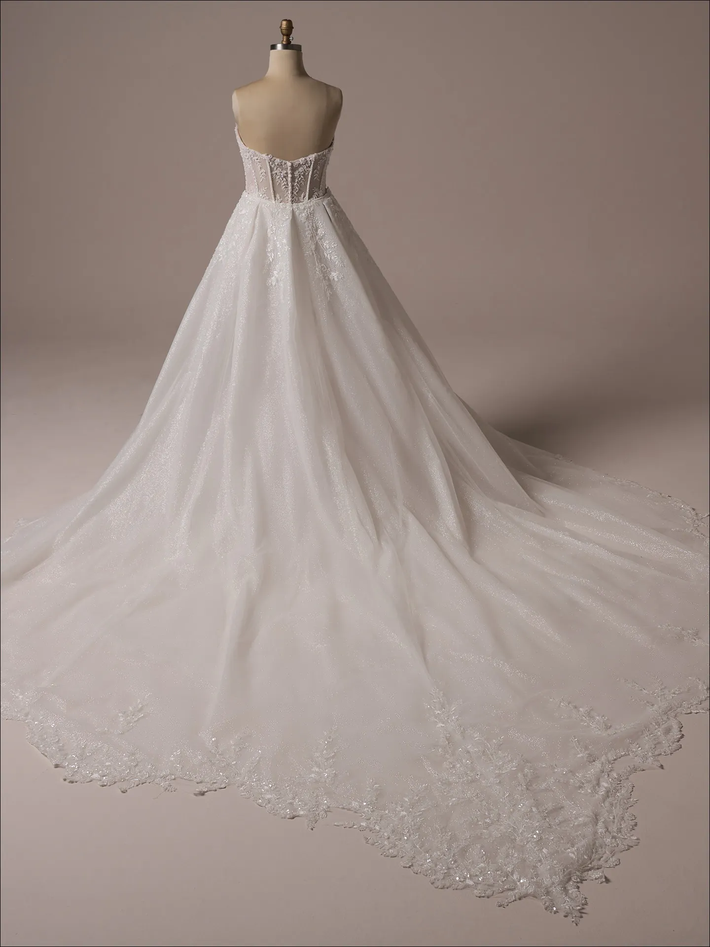 Maggie Sottero Benjie Royale back view, shimmering beaded mermaid wedding dress