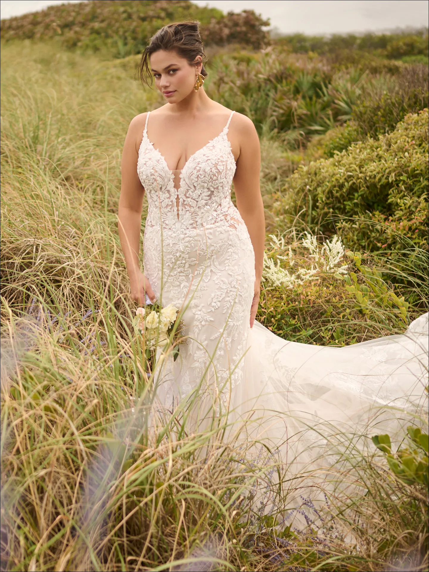 Maggie Sottero Bianca fit-and-flare gown front view in nature