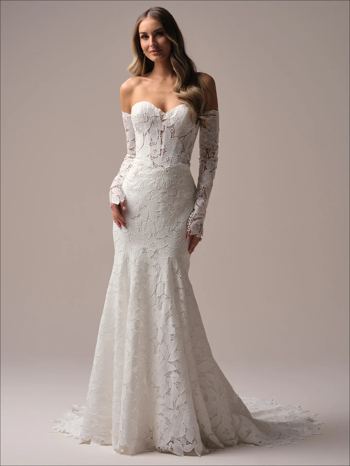 Maggie Sottero Dakota lace mermaid bridal dress front view
