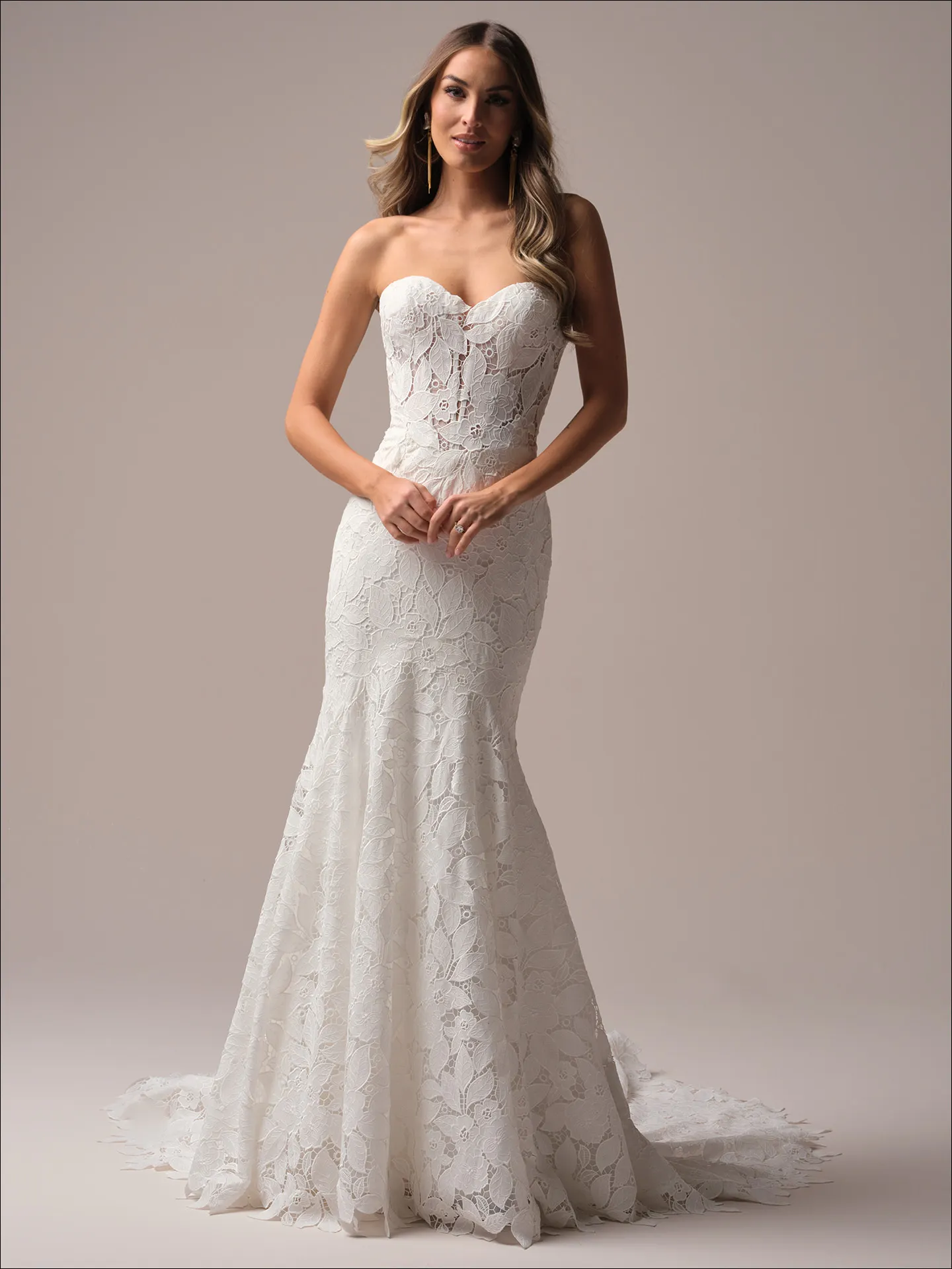 Maggie Sottero Dakota front view lace mermaid wedding dress