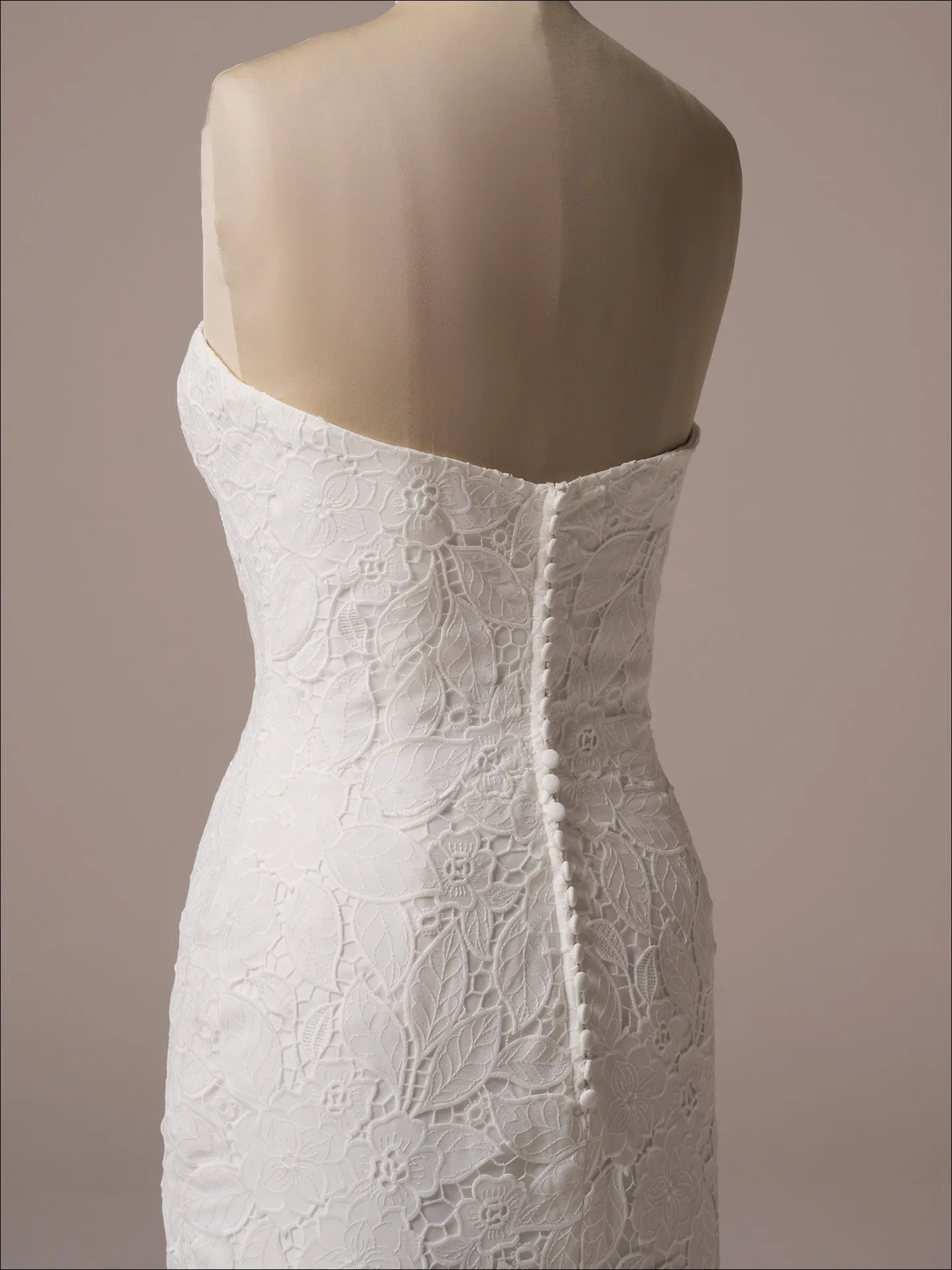 Maggie Sottero Dakota back view lace mermaid wedding dress details