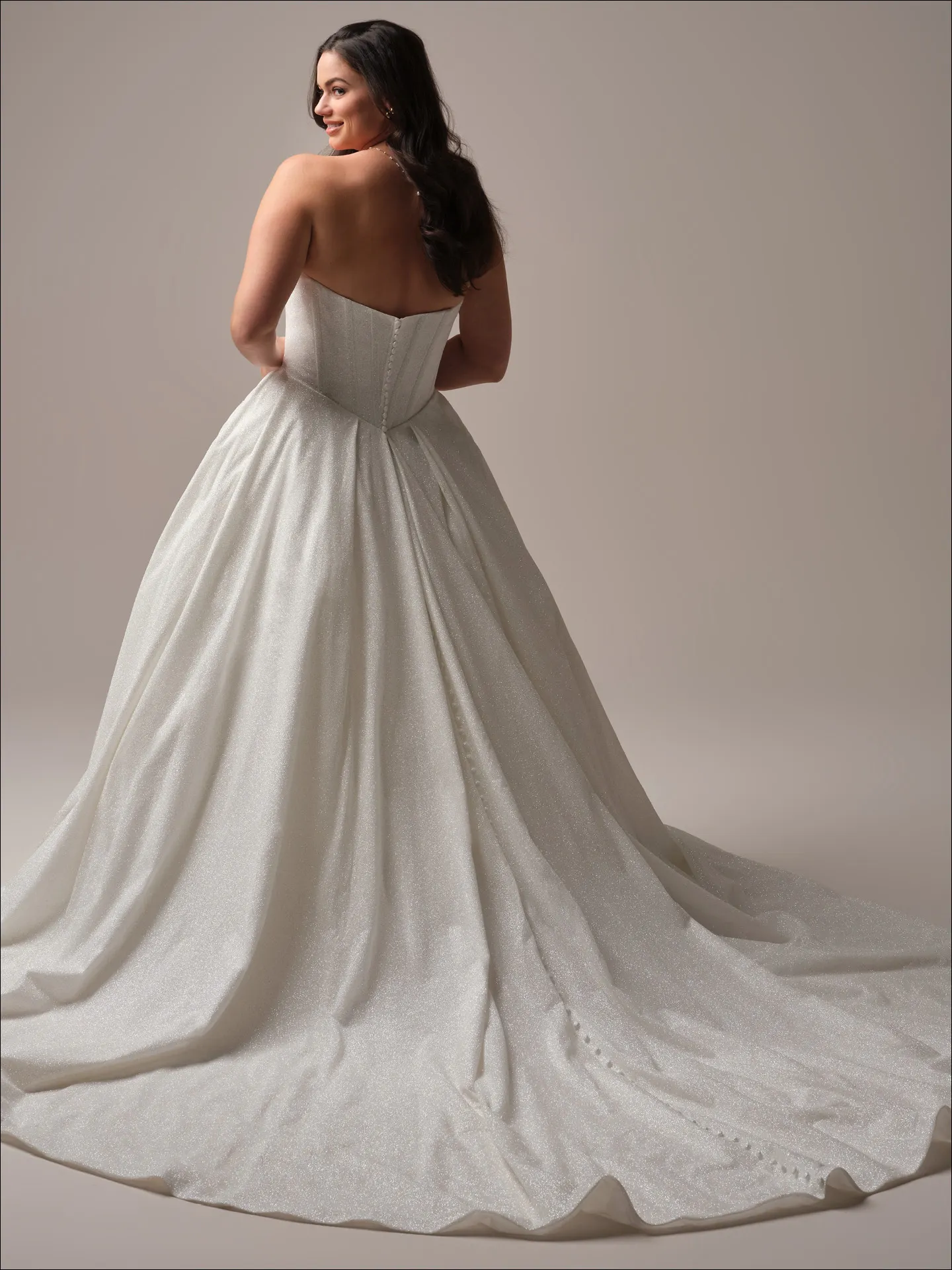 Maggie Sottero Derrick Royale back view sparkly ballgown wedding dress
