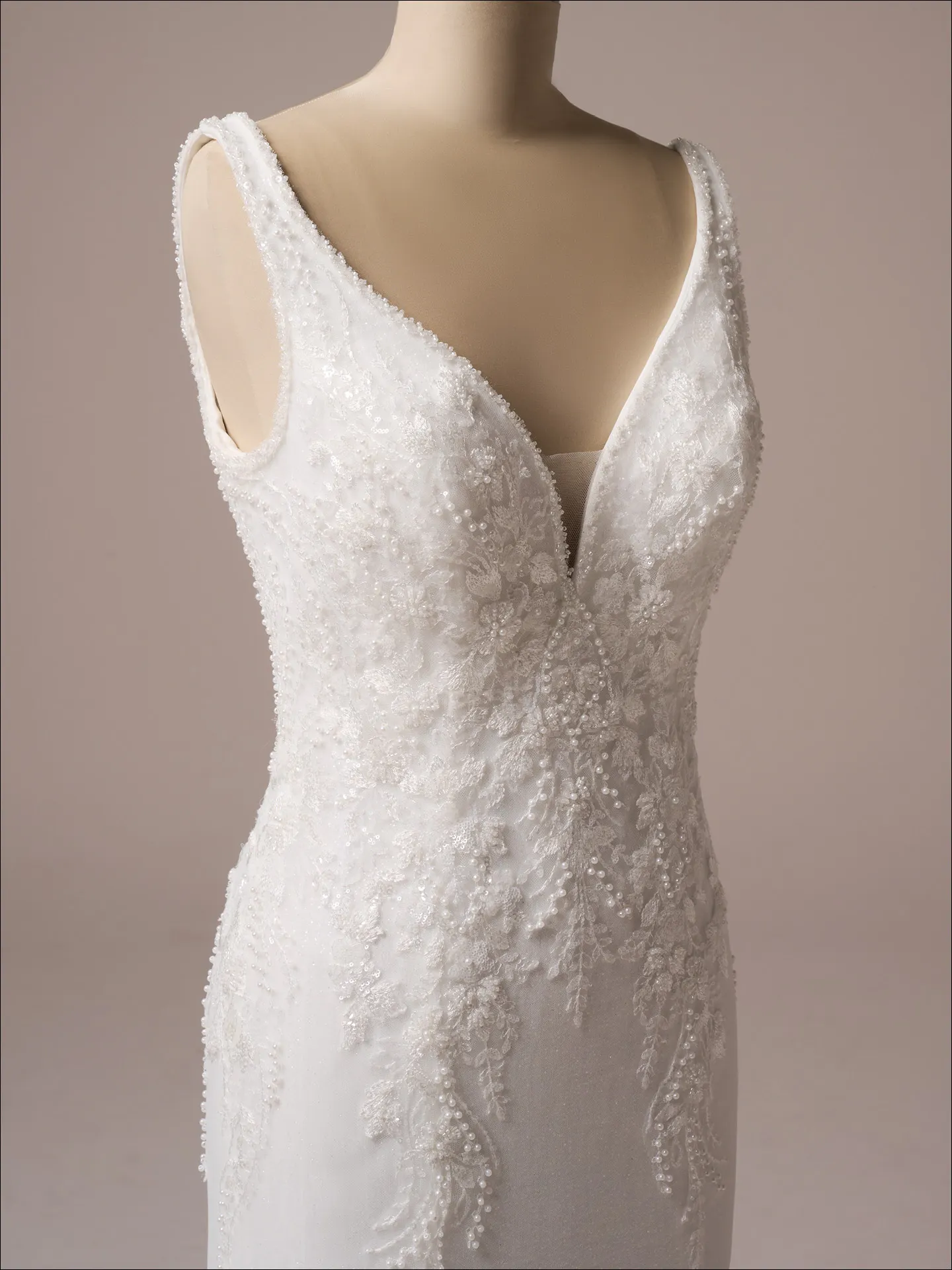 Eloise front view beaded lace fit-and-flare dress Maggie Sottero