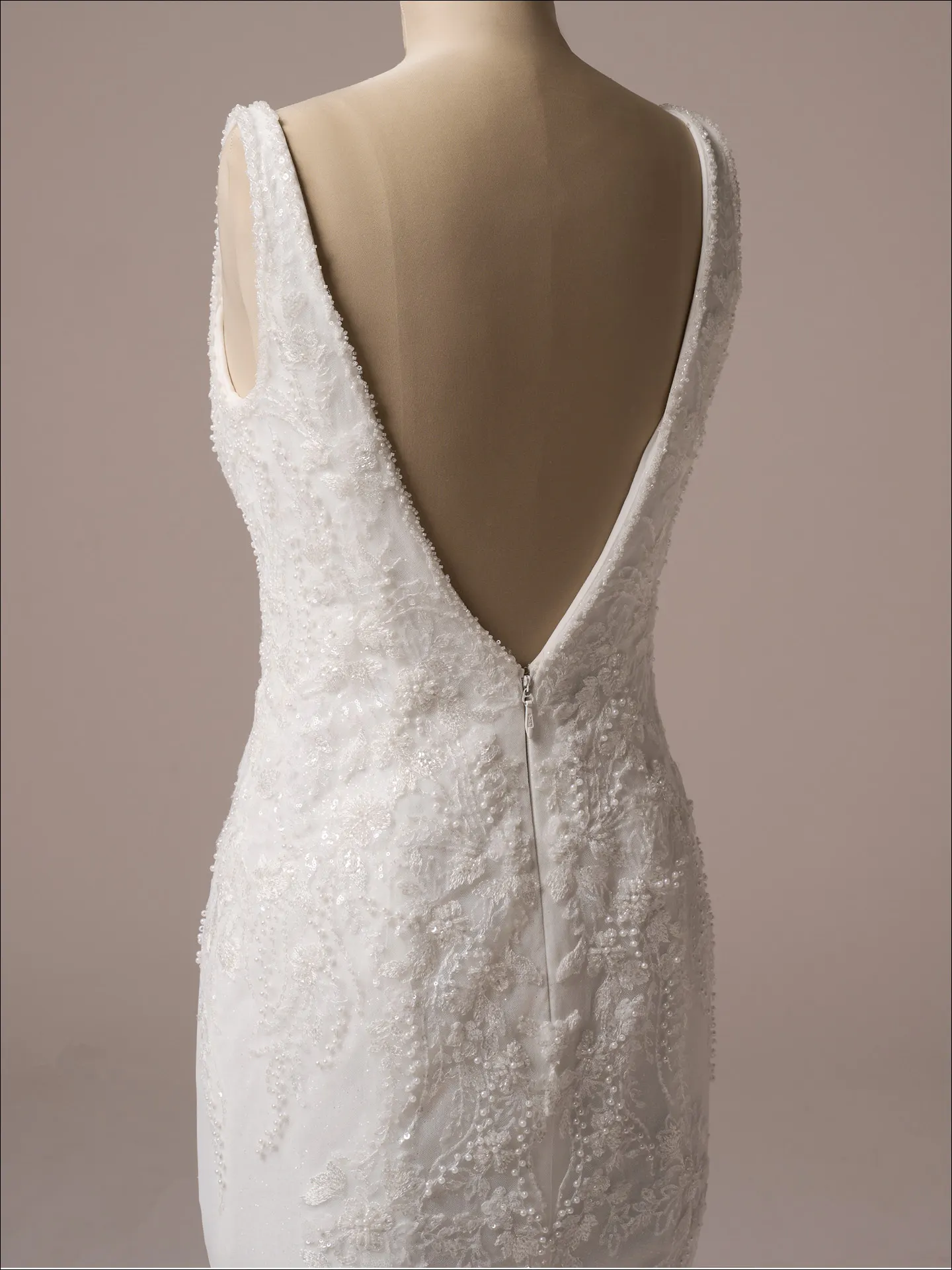 Maggie Sottero Eloise back view beaded lace fit-and-flare wedding dress