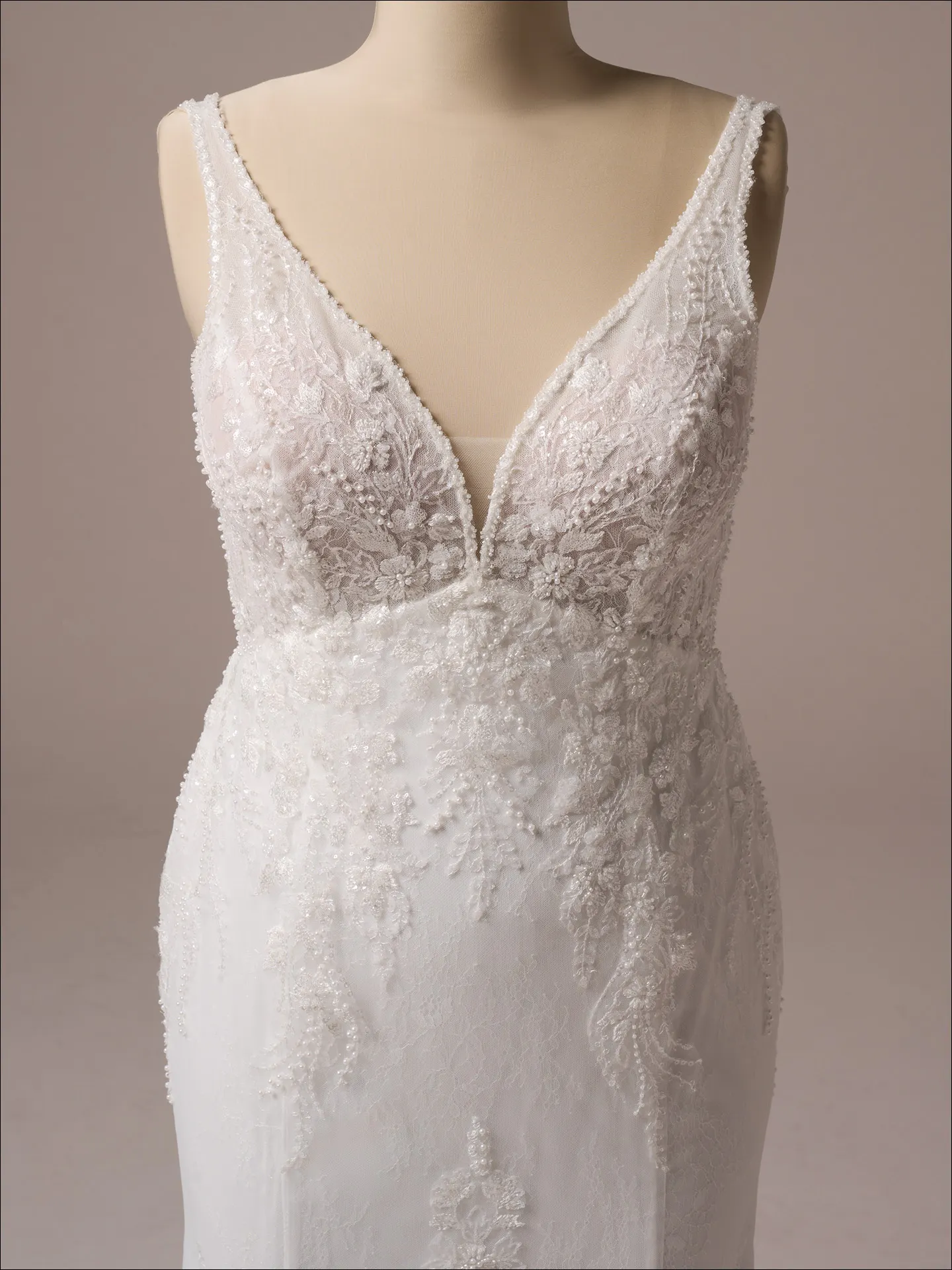 Maggie Sottero Eloise front view beaded lace fit-and-flare wedding dress