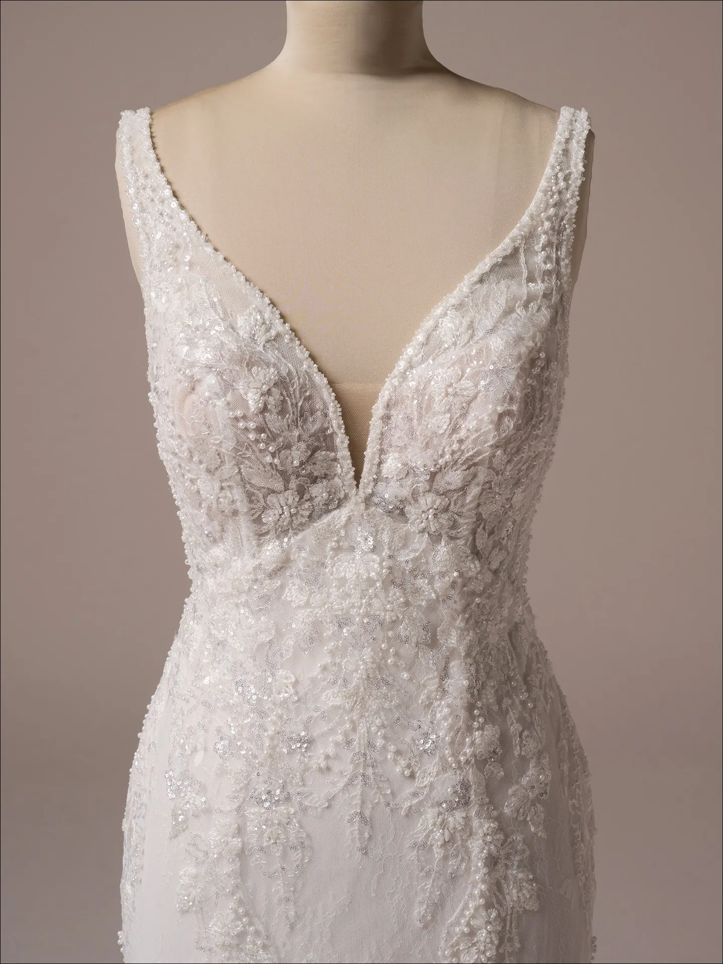 Eloise beaded lace fit-and-flare front view Maggie Sottero