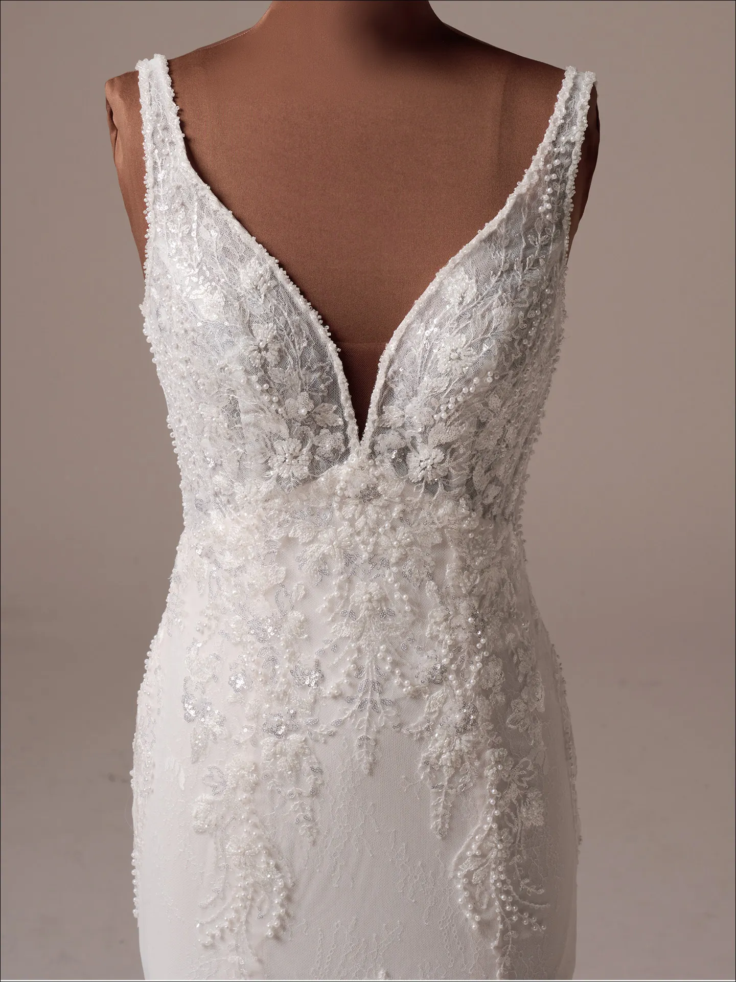 Maggie Sottero Eloise front view beaded lace fit-and-flare wedding dress