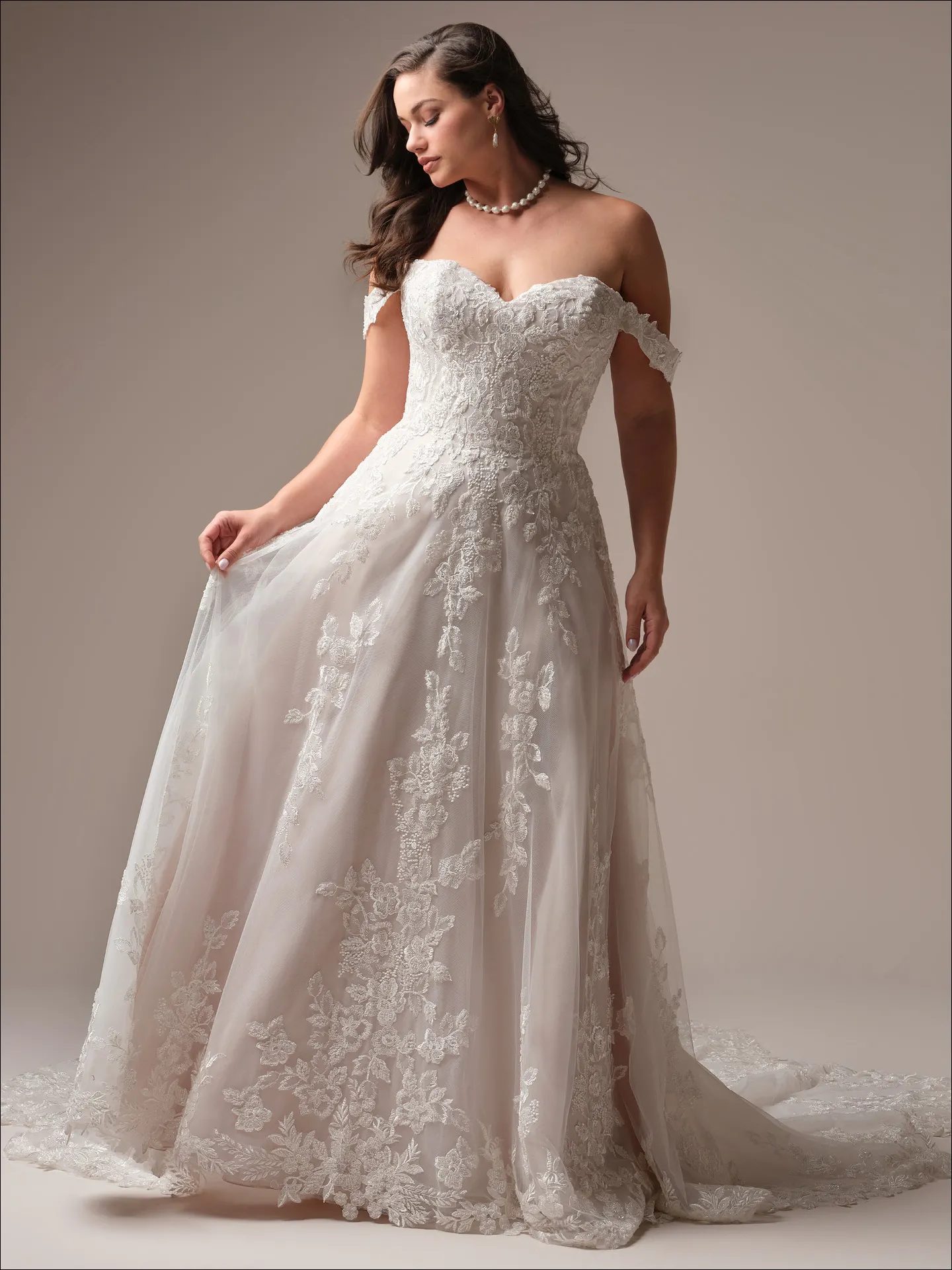 Maggie Sottero Everleigh front view lace A-line bridal dress