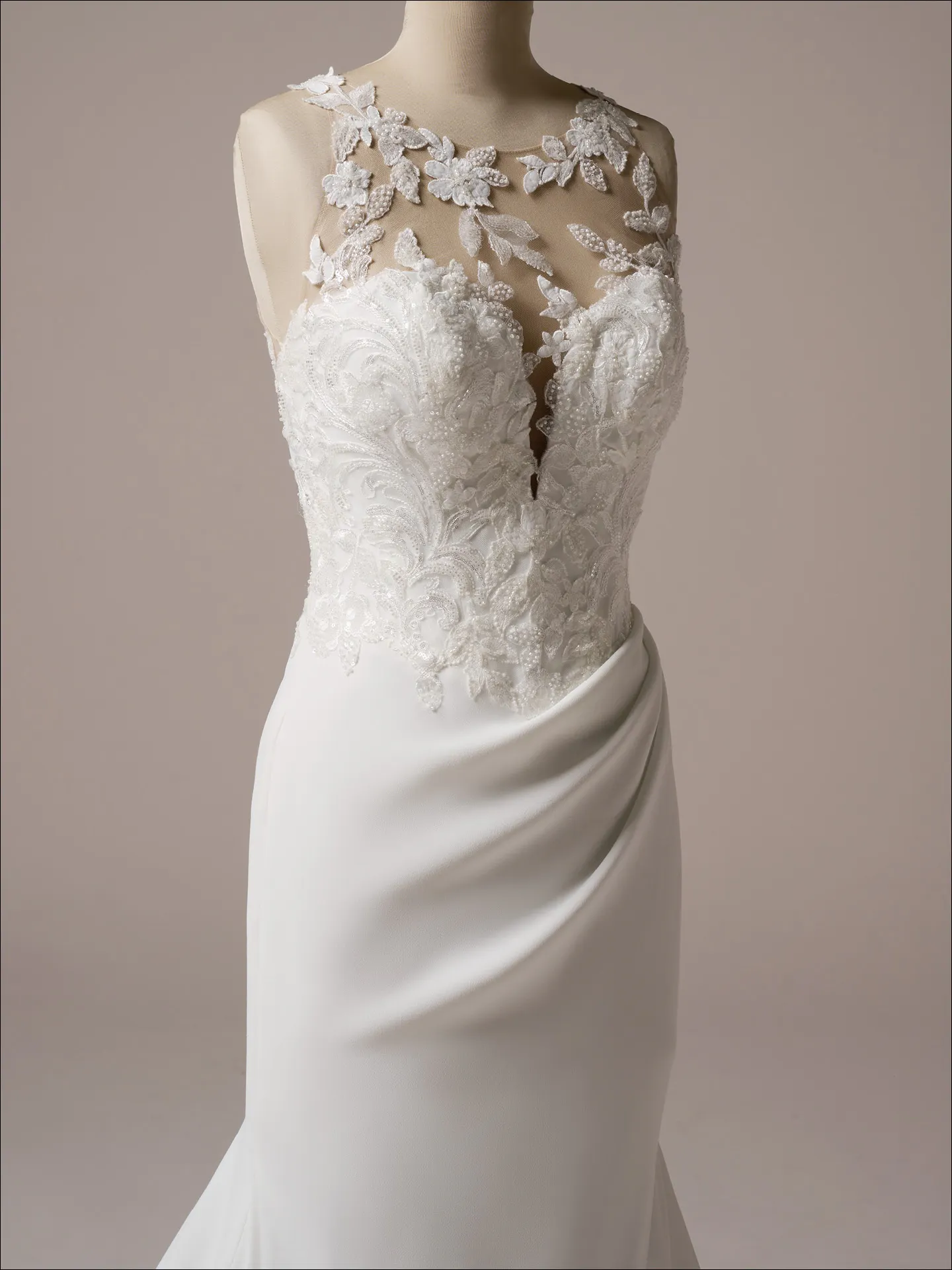 Maggie Sottero Florentina front view lace halter neck fit-and-flare wedding gown