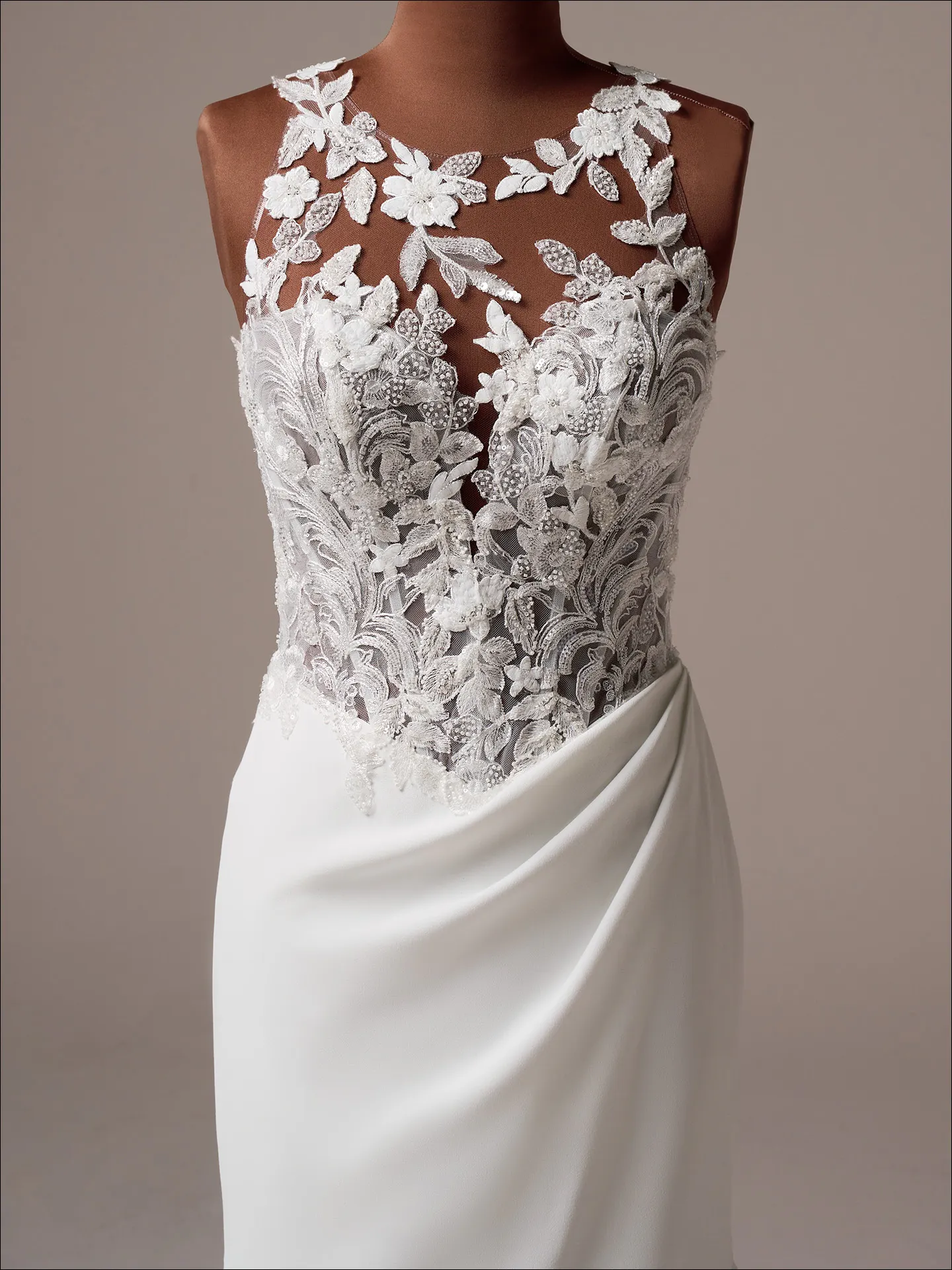 Maggie Sottero Florentina front view lace halter neck wedding gown