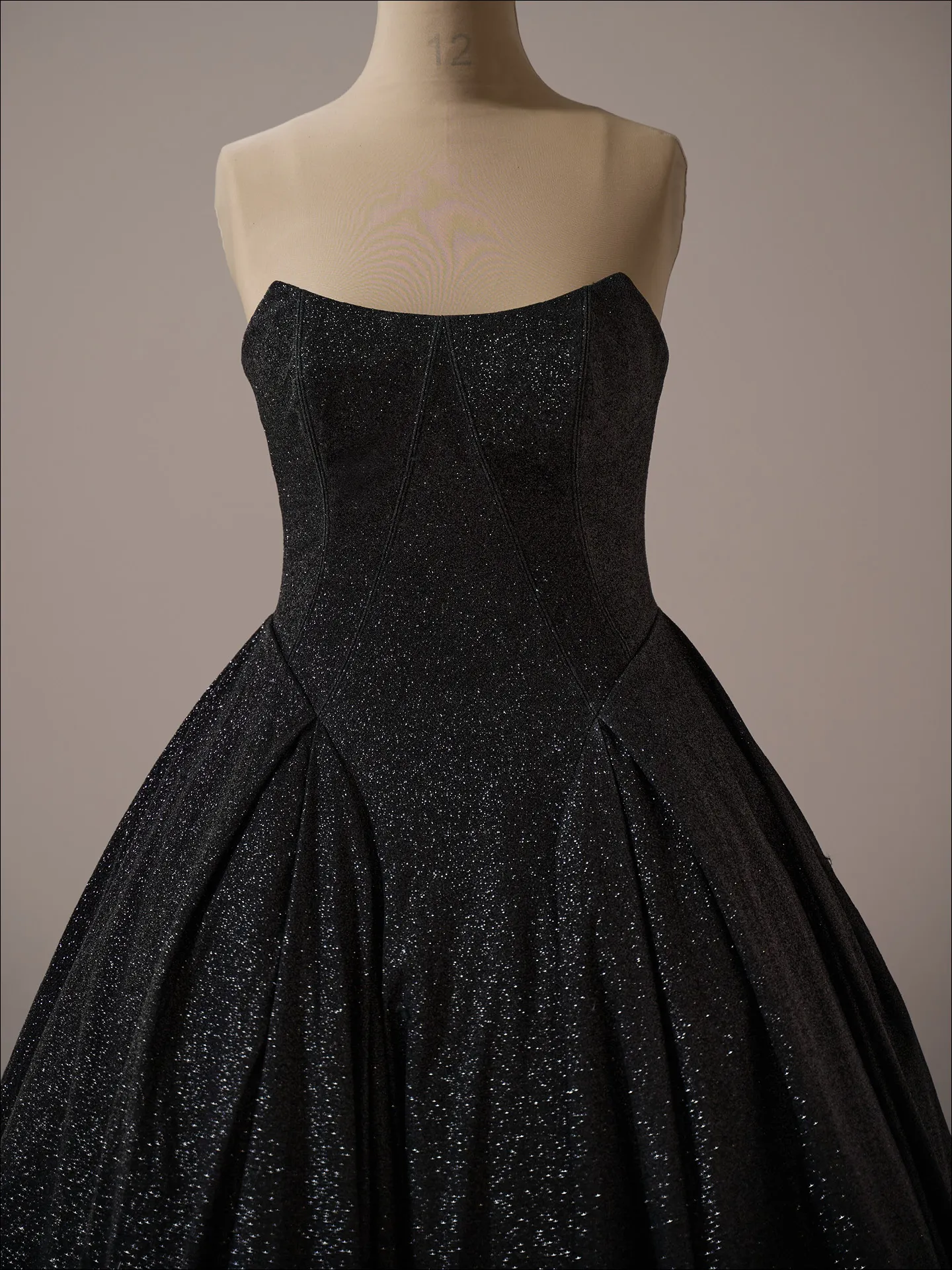 Maggie Sottero Fortune Royale ballgown wedding dress front view in black sparkle tulle
