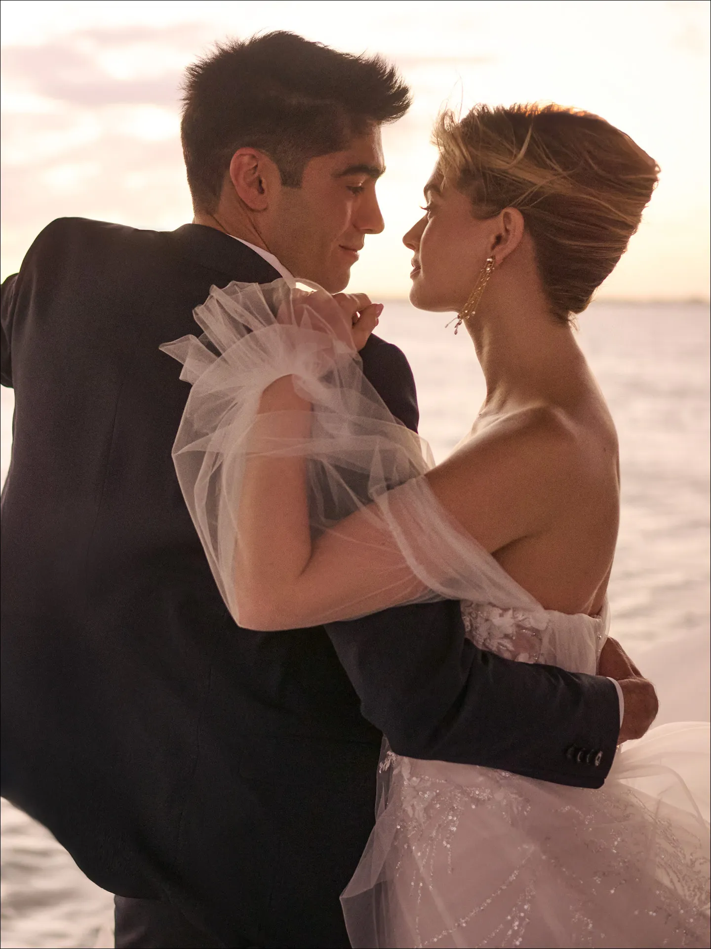 Maggie Sottero Ireland A line wedding dress back view with extended train