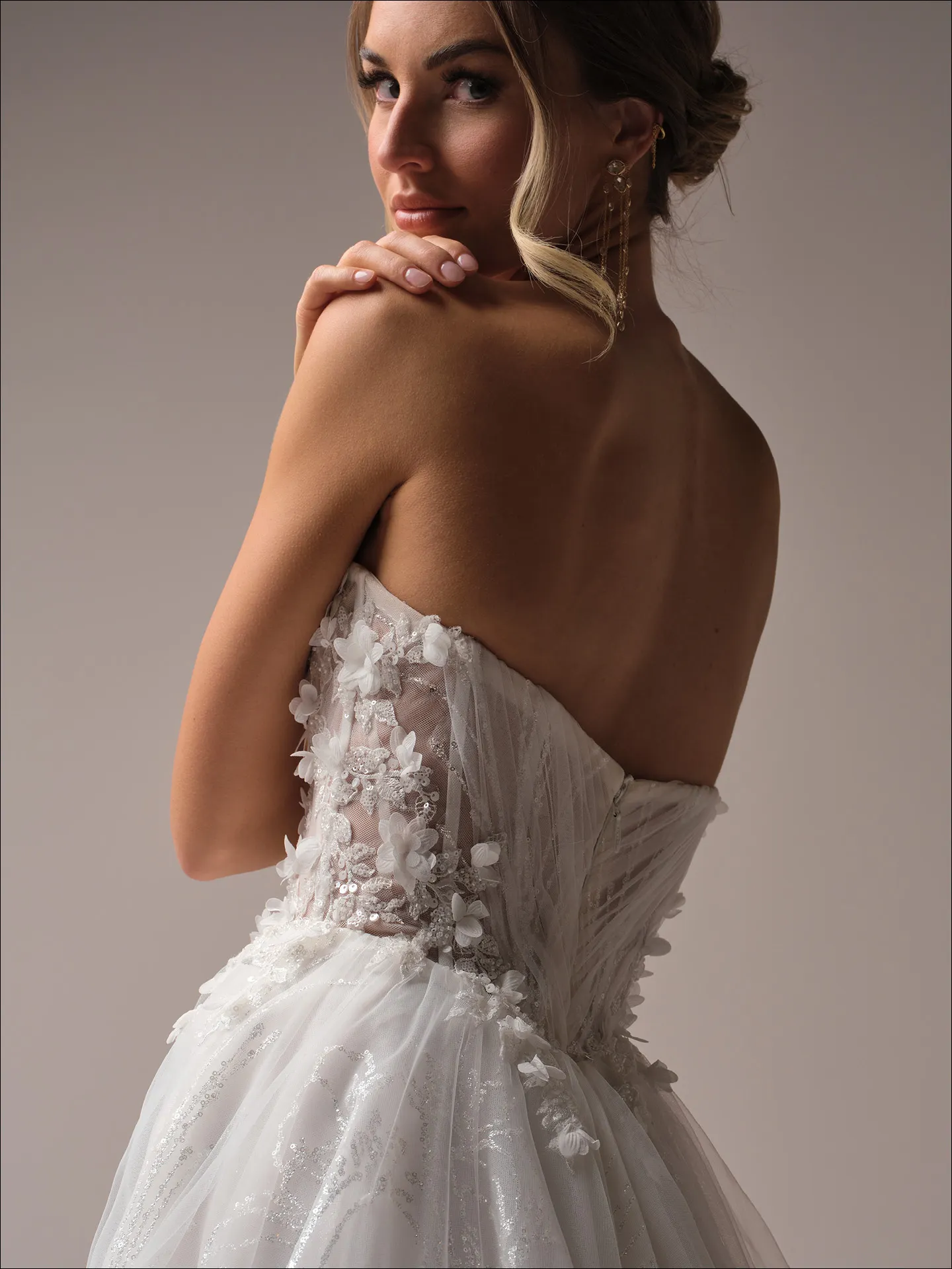 Maggie Sottero Ireland A line wedding dress front view with structured bodice