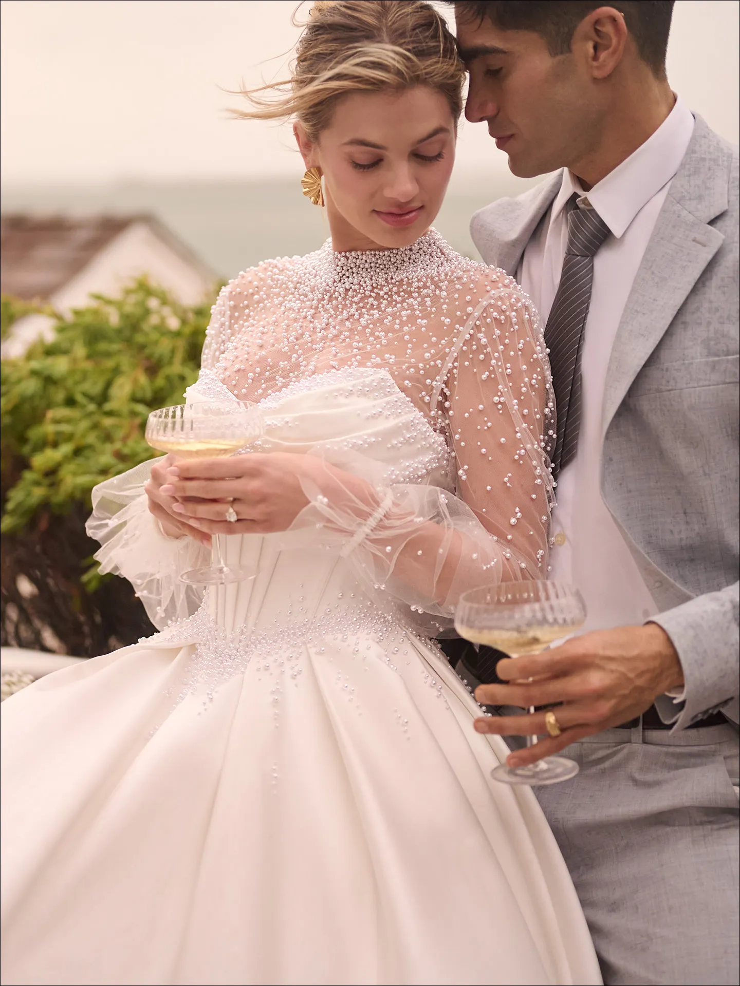 Maggie Sottero Juneau ballgown wedding dress front view with voluminous tulle skirt