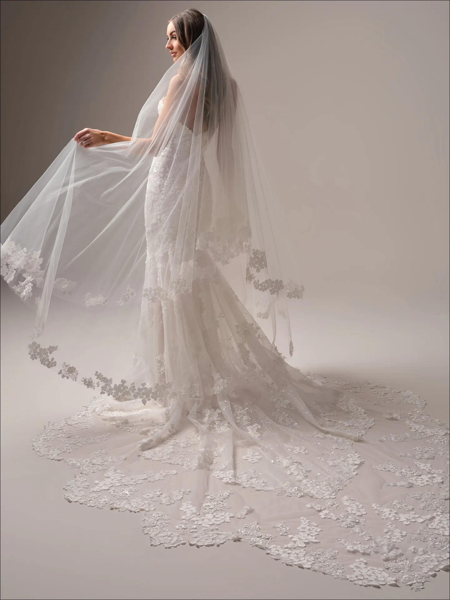 Maggie Sottero Liberty ballgown wedding dress angled curve with full skirt volume
