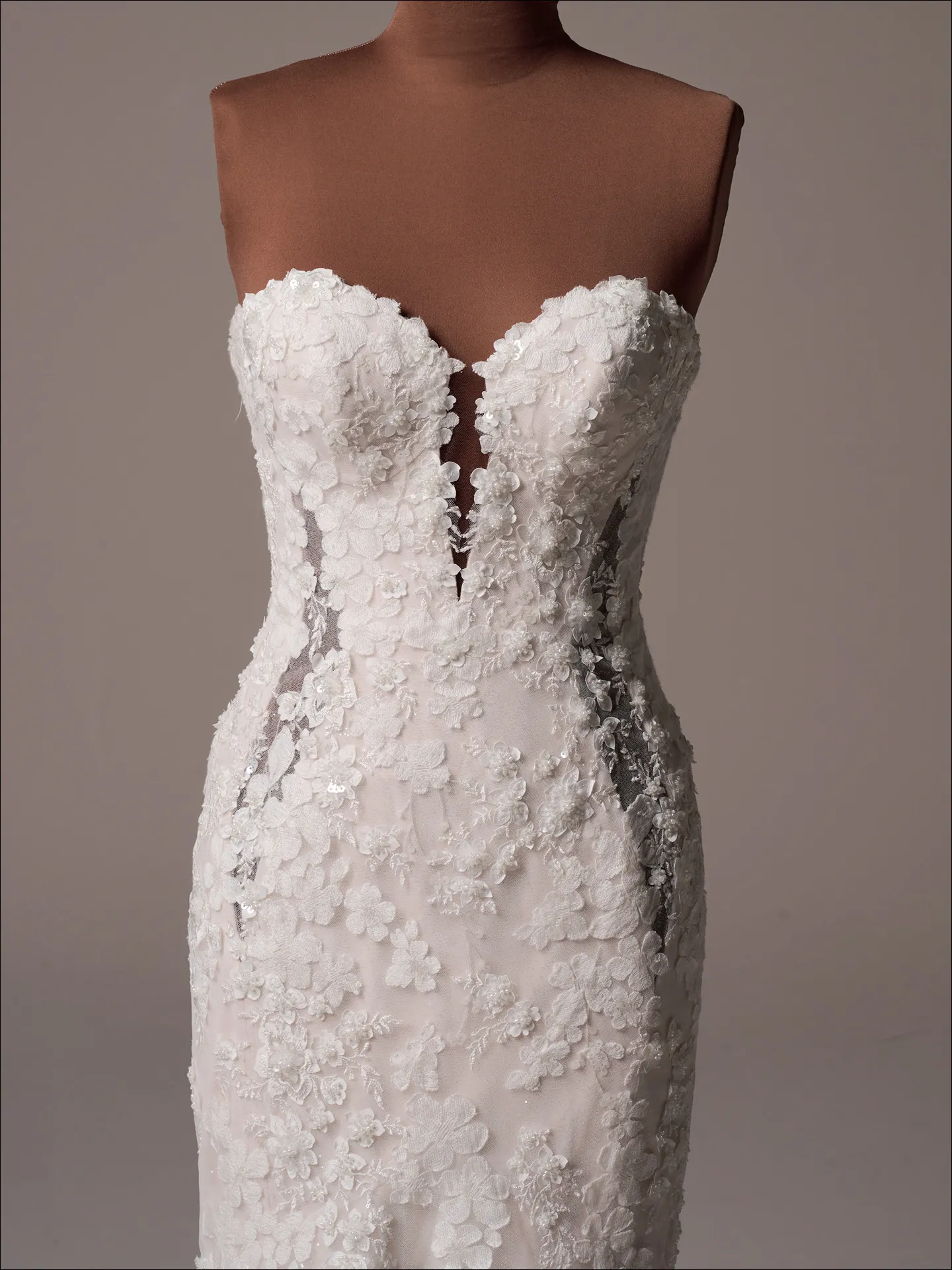 Maggie Sottero Liberty ballgown wedding dress front view in blush tone tulle