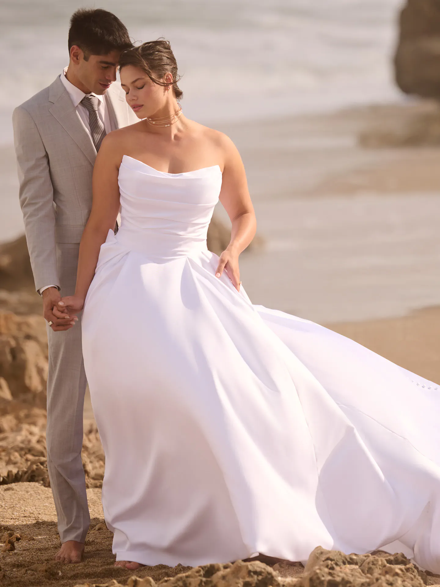 Maggie Sottero Maureen ballgown wedding dress front view curve with voluminous skirt