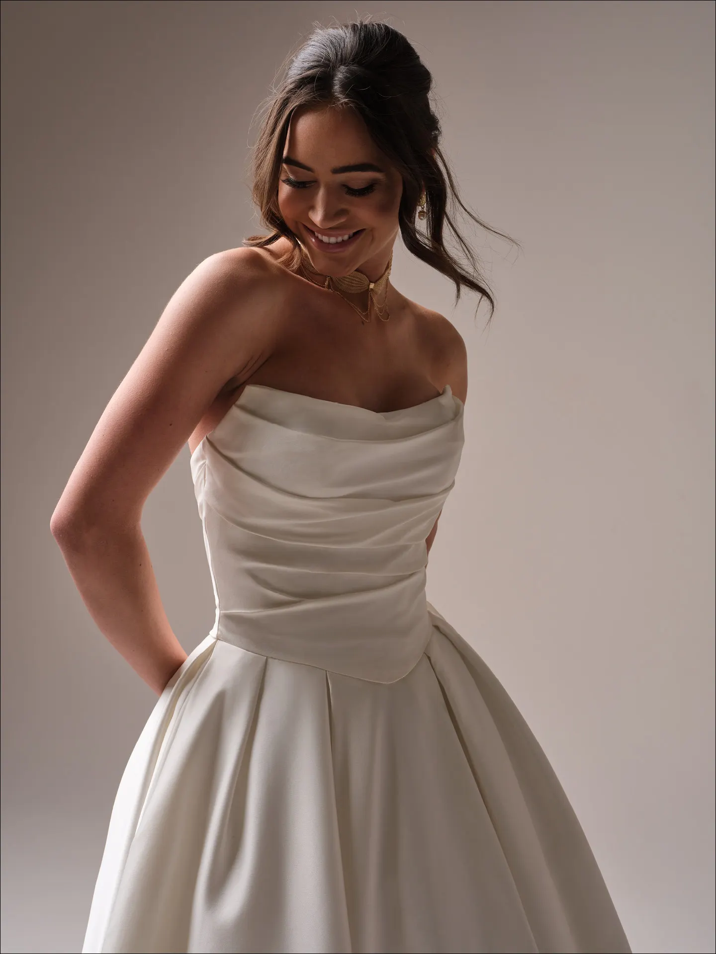 Maggie Sottero Maureen ballgown wedding dress side angle with fitted bodice