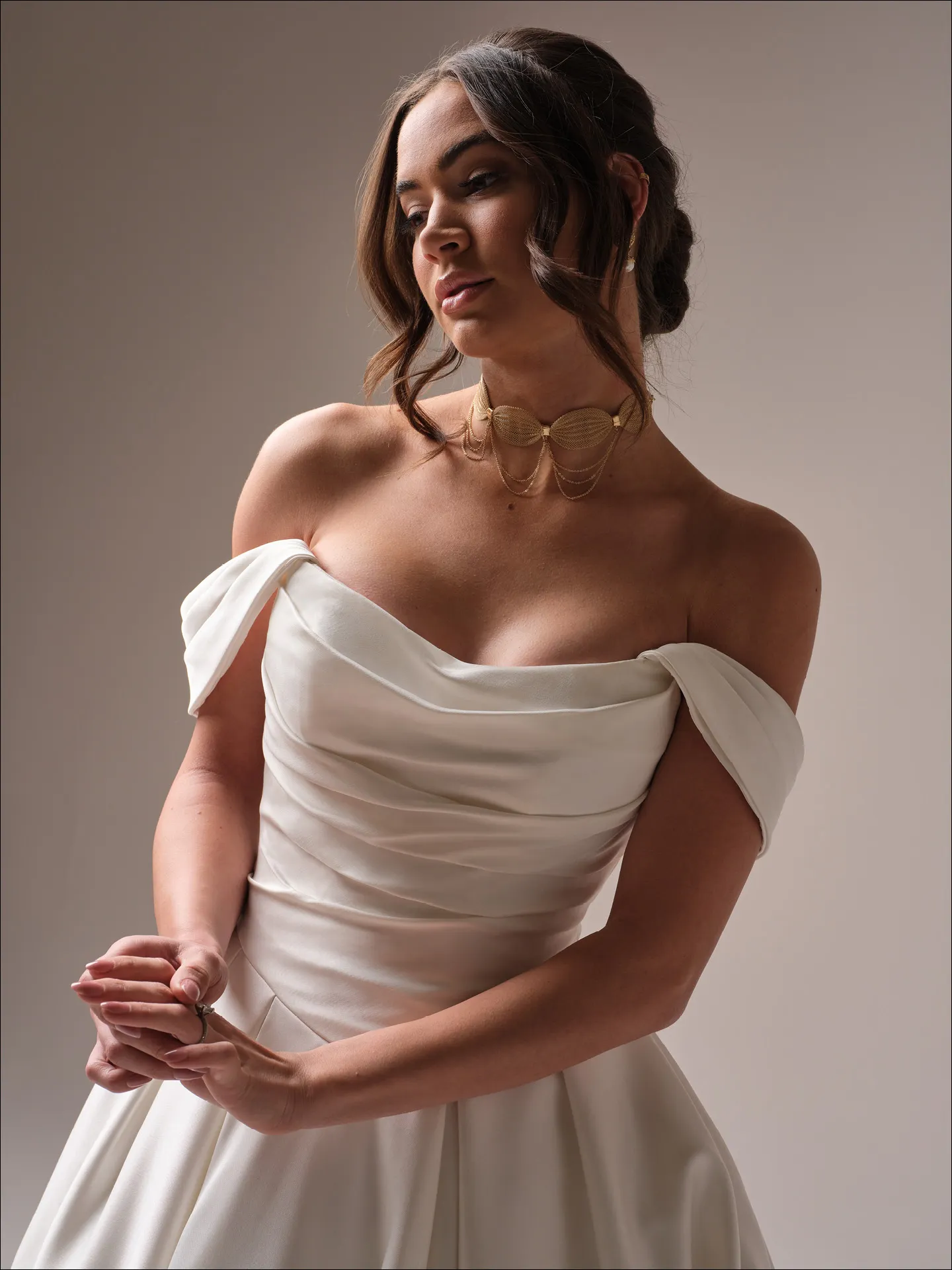 Maggie Sottero Maureen ballgown wedding dress back view with extended tulle train