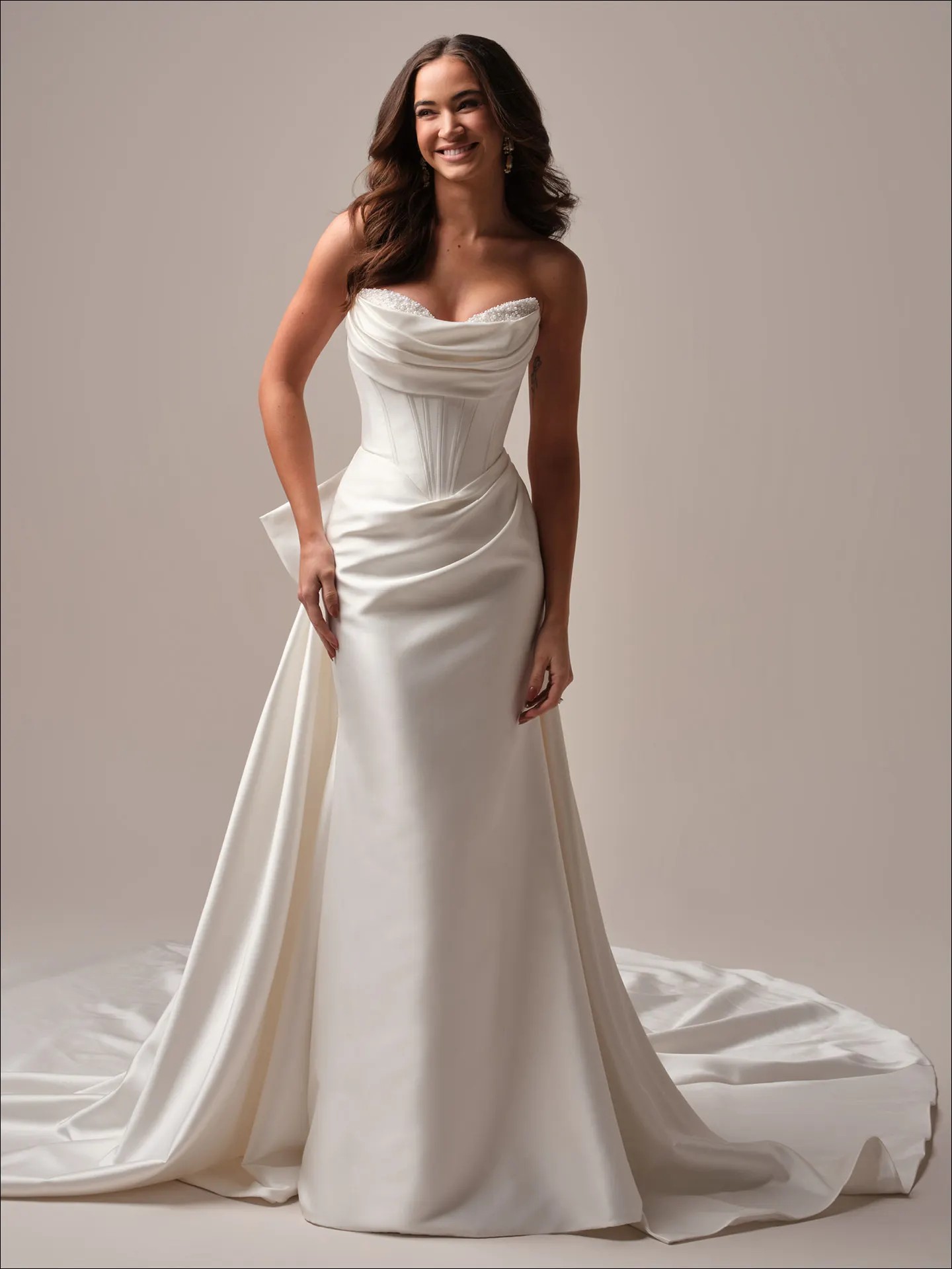 Melissa Peekaboo Pearl Satin Mermaid Bridal Dress | Maggie Sottero