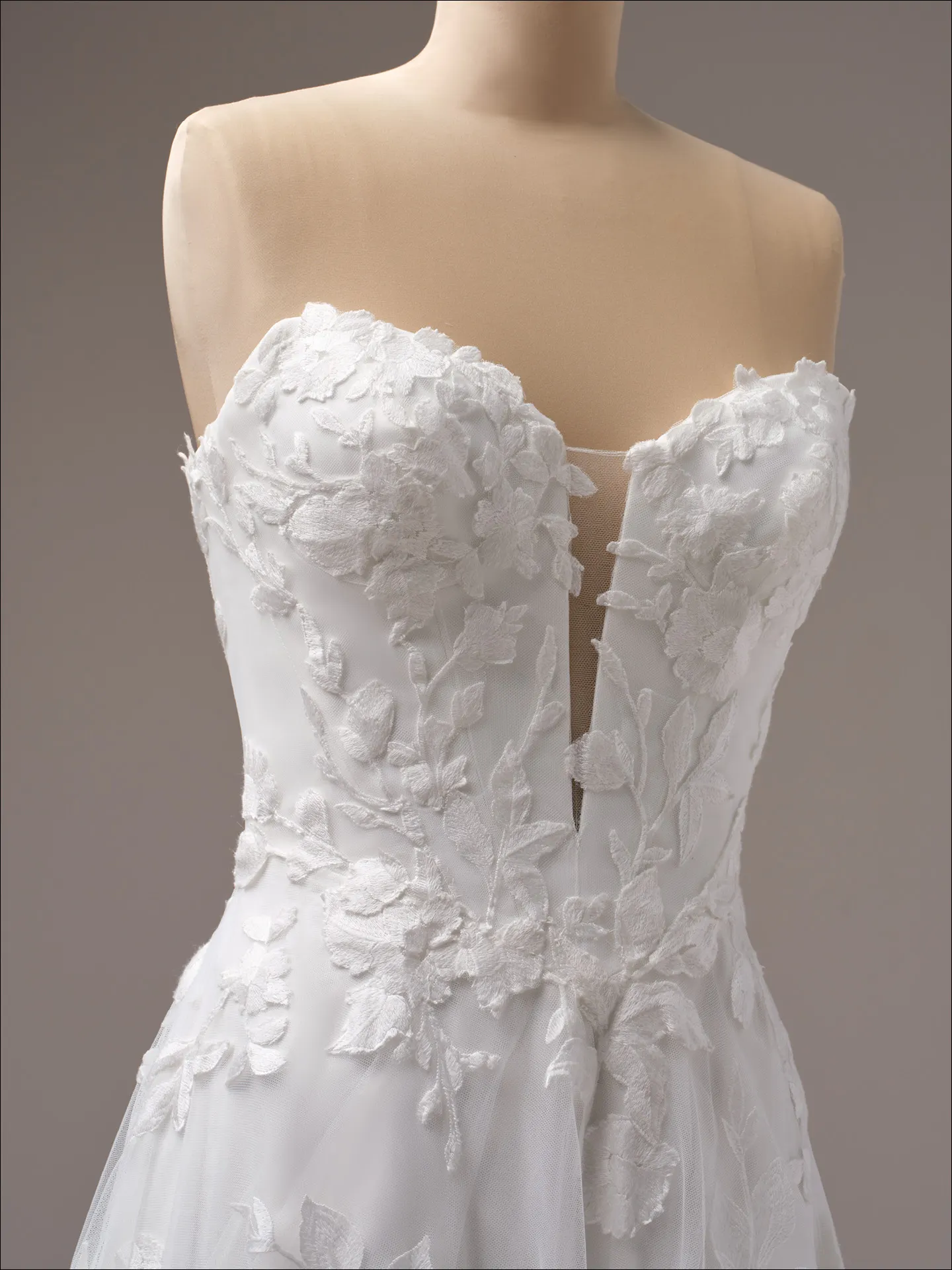 Maggie Sottero Natalie A line wedding dress back view with flowing train