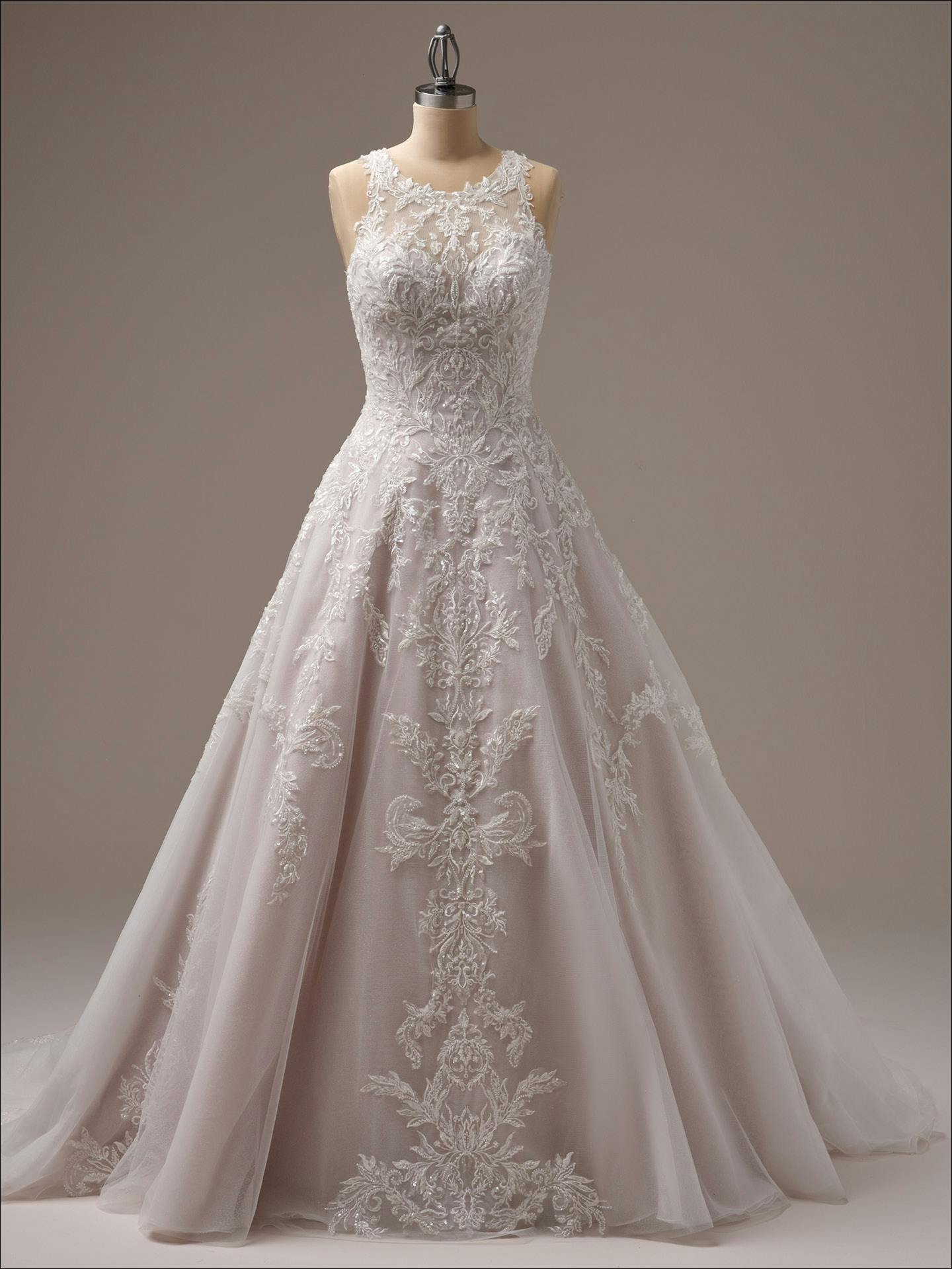 Nina Halter Neck Illusion Lace A-line Wedding Gown | Maggie