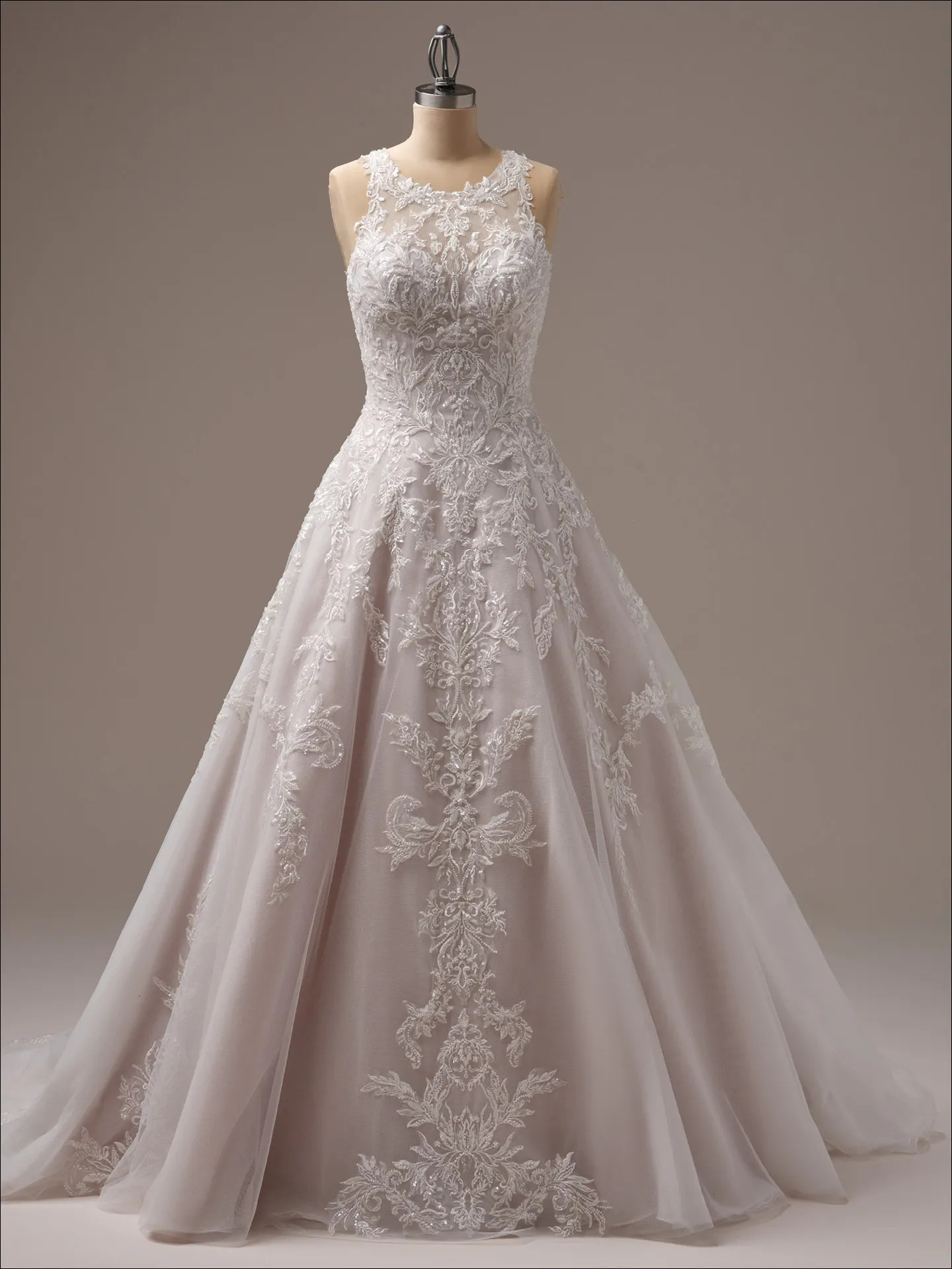 Maggie Sottero Nina A line wedding dress side angle with structured bodice