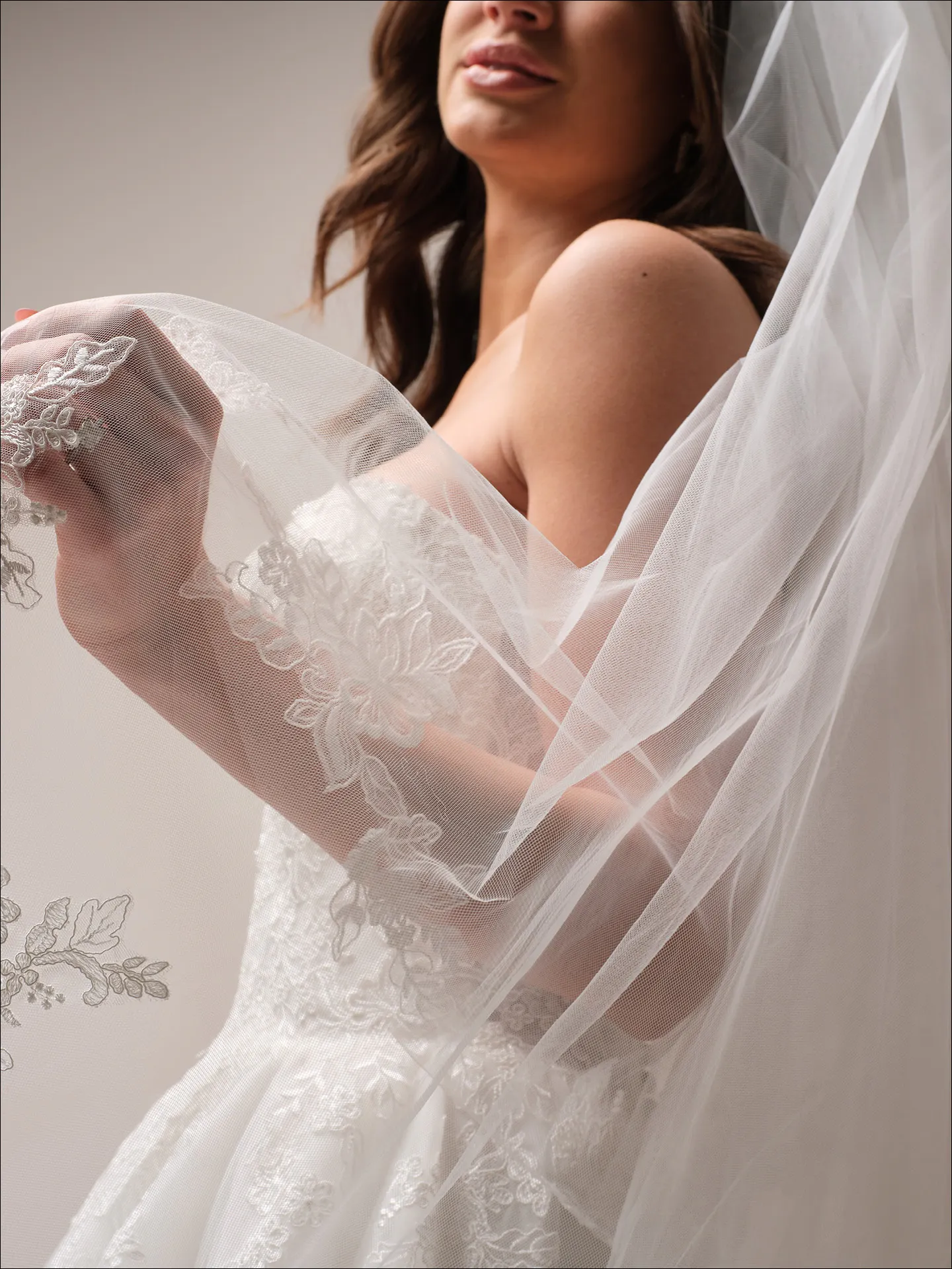 Maggie Sottero Prescott ballgown wedding dress rear angle with flowing skirt