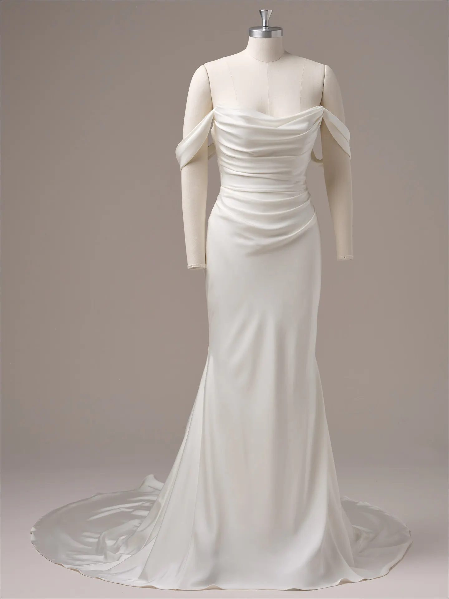 Maggie Sottero Rhoda sheath wedding dress front view with fitted bodice