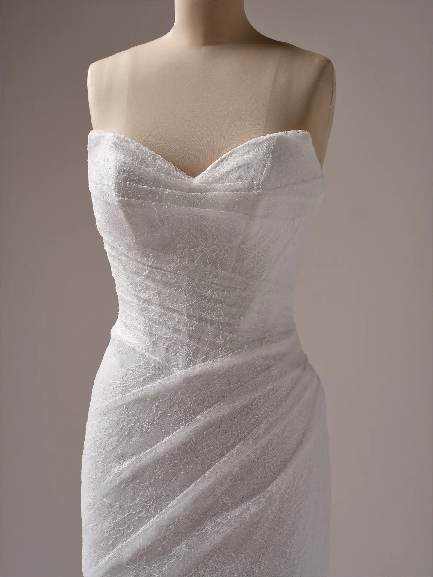 Maggie Sottero Sasha sheath wedding dress side view with structured bodice