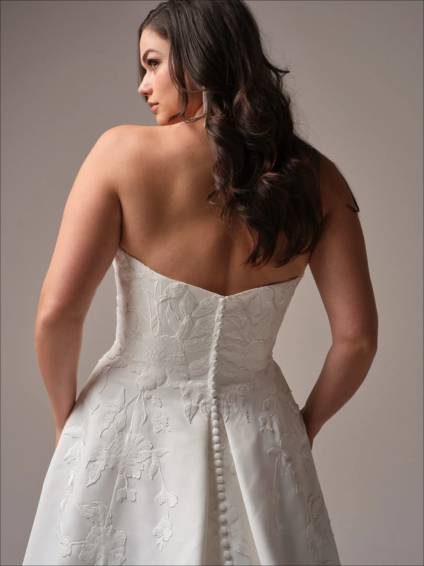 Maggie Sottero Sheridan A line wedding dress back curve with extended train