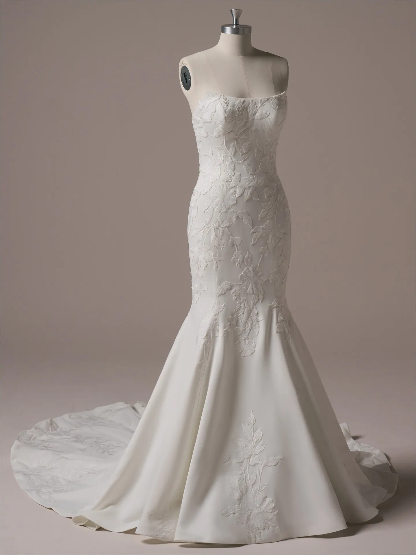 Maggie Sottero Sheridan Lane fit and flare wedding dress front view with fitted bodice