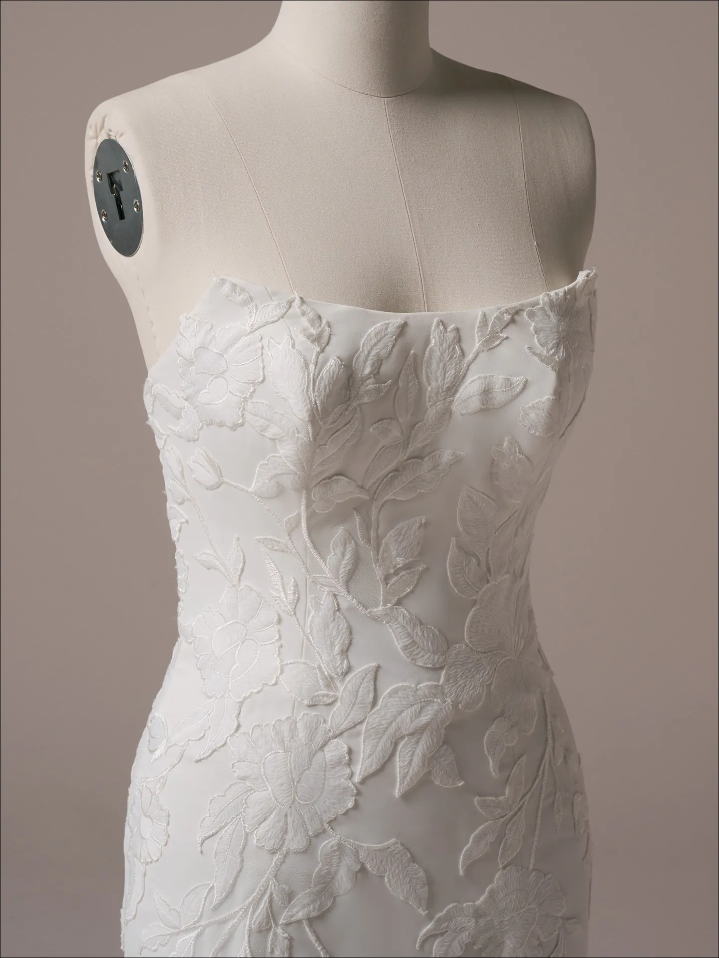 Maggie Sottero Sheridan Lane fit and flare wedding dress side view with smooth contour