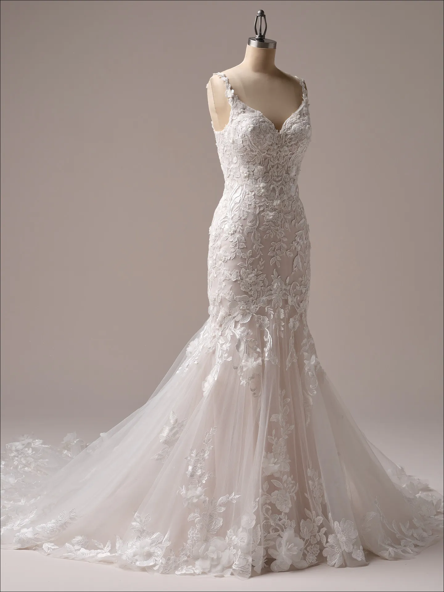 Maggie Sottero Sonoma fit and flare wedding dress front view with fitted bodice