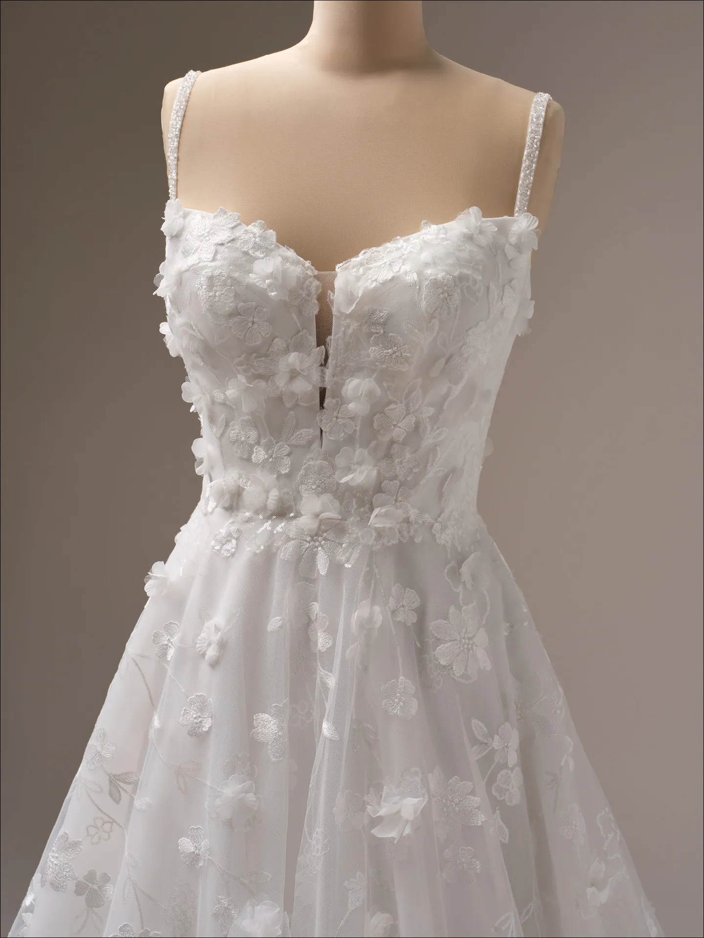 Maggie Sottero Wallis ballgown wedding dress back view with flowing train