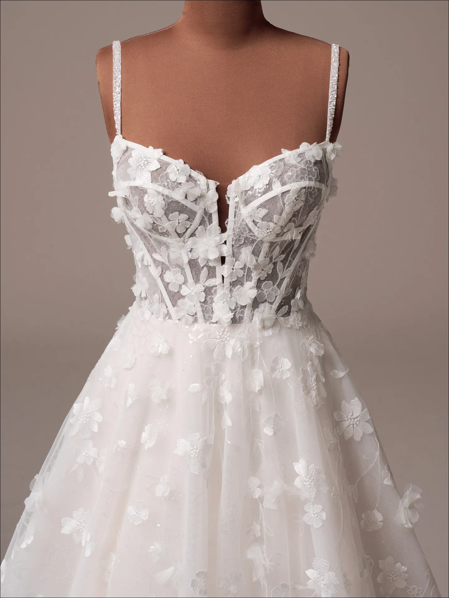 Maggie Sottero Wallis ballgown wedding dress front view in blush tone tulle