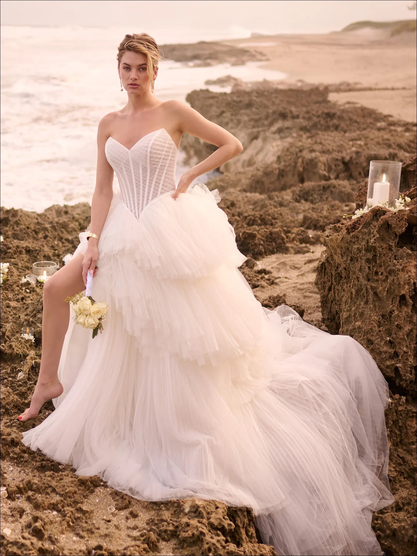 Maggie Sottero Yurianna ballgown wedding dress side view with voluminous skirt