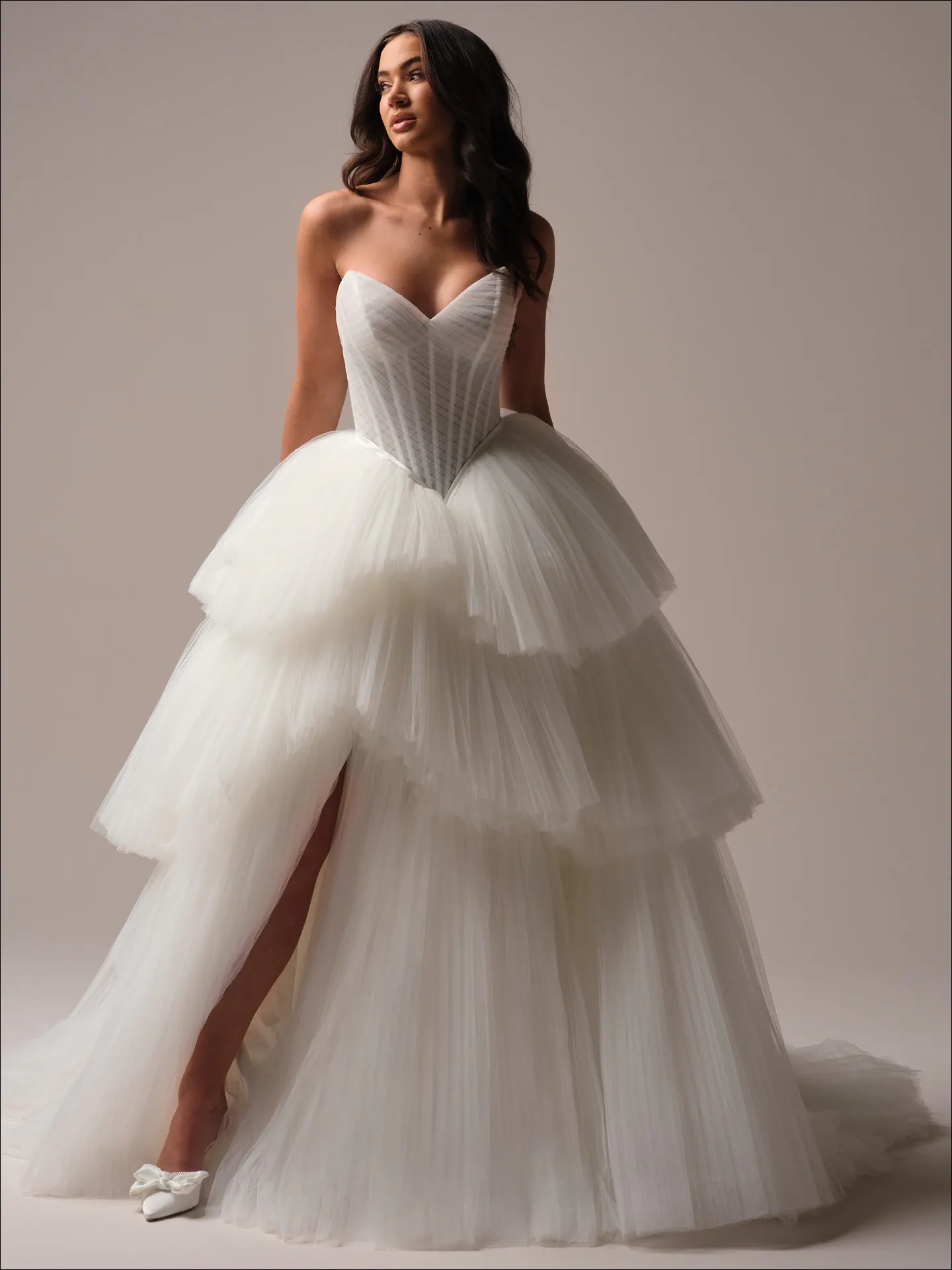 Maggie Sottero Yurianna ballgown wedding dress front view with structured bodice
