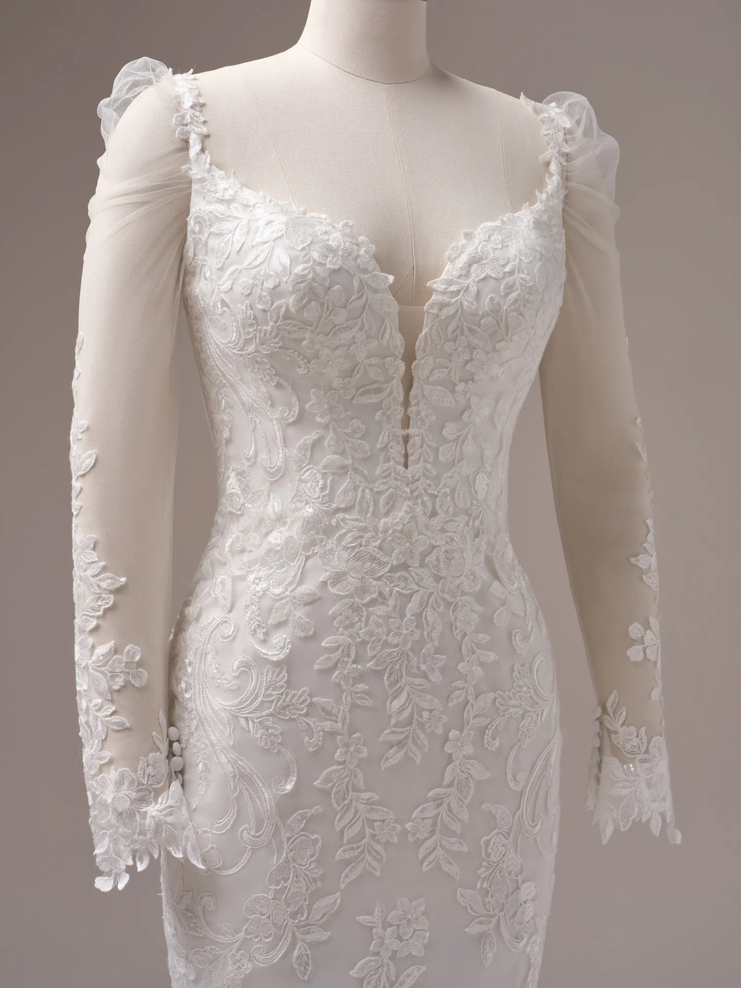 Rebecca Ingram Candice floral lace mermaid dress front view