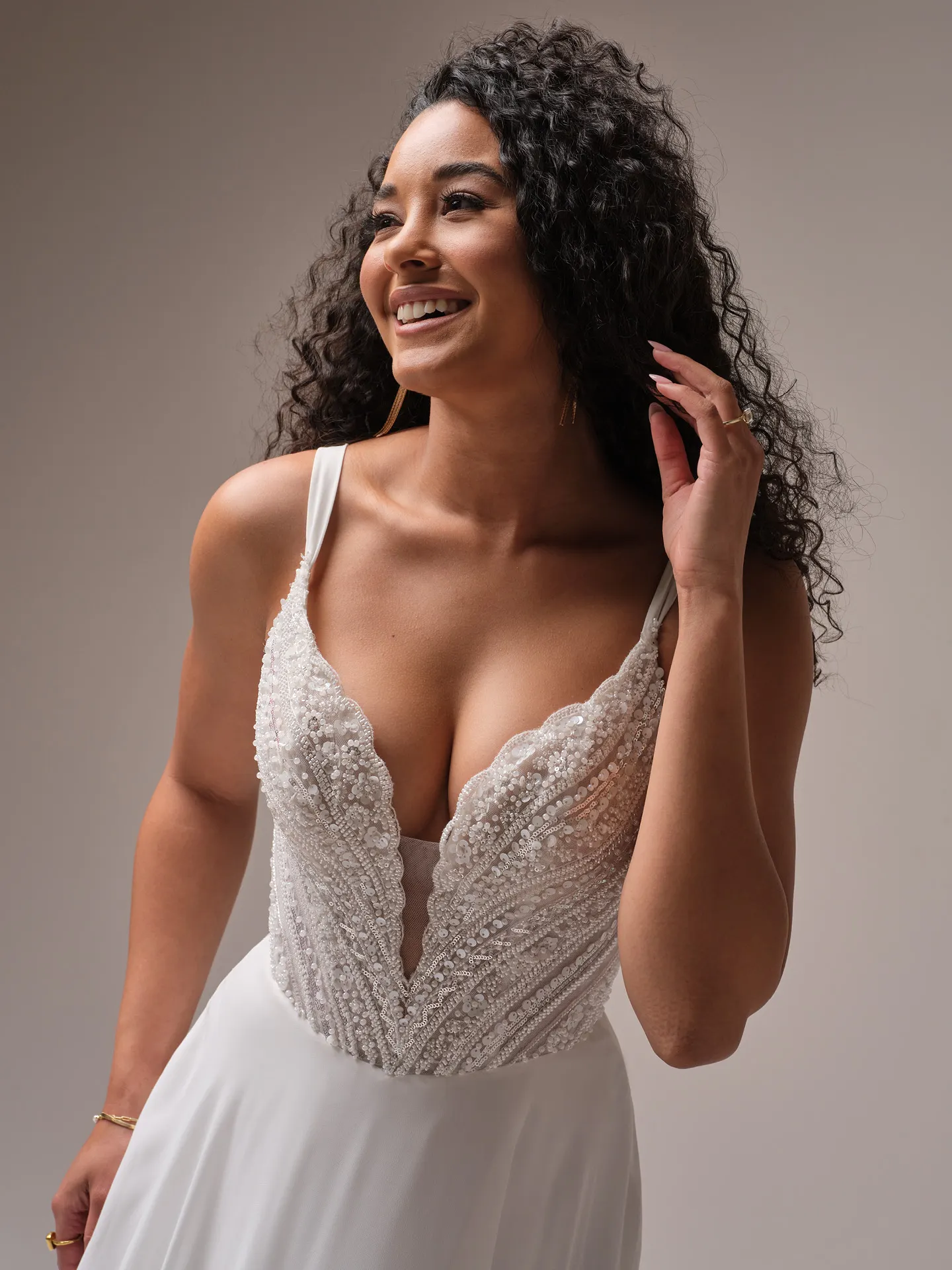 Rebecca Ingram Clara A-line gown front view