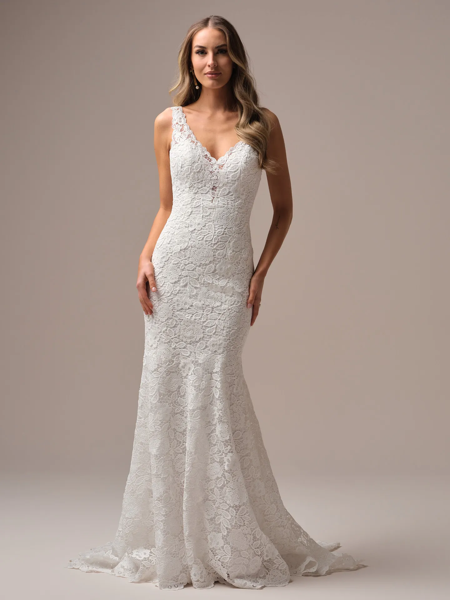 Rebecca Ingram Dayna front view lace mermaid wedding dress