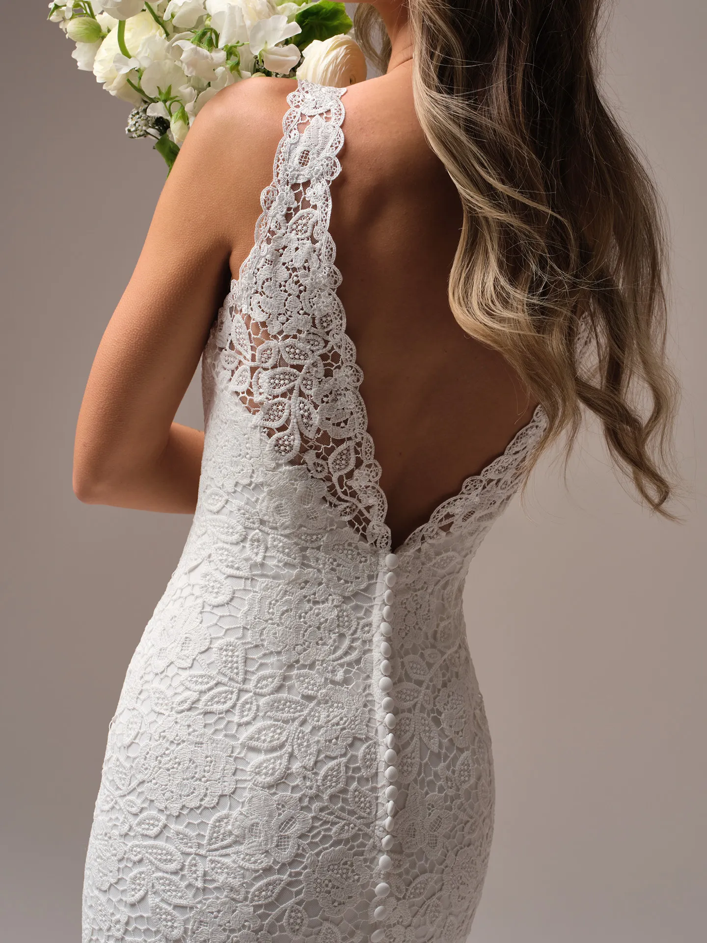 Rebecca Ingram Dayna backless lace mermaid dress back view