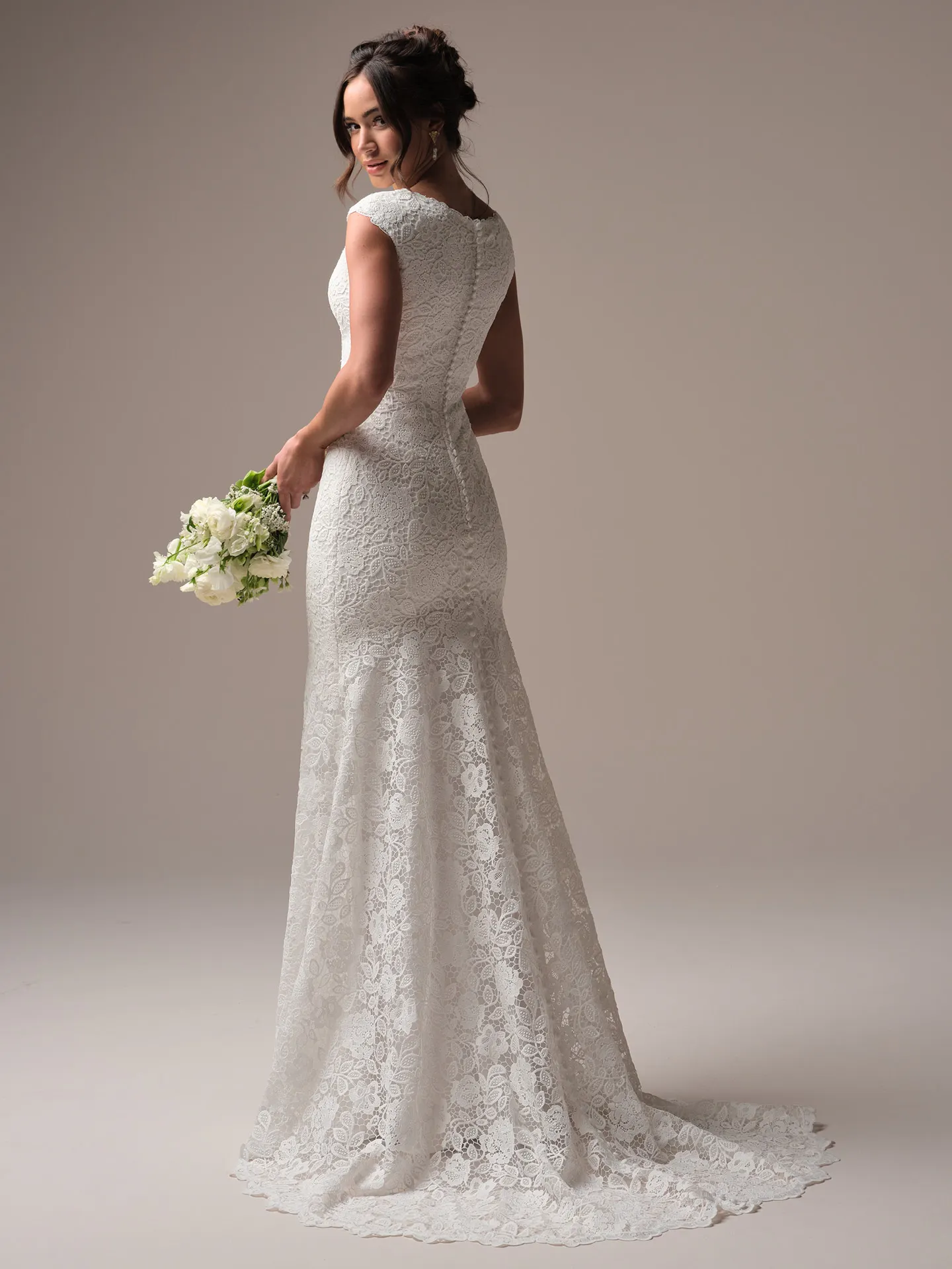 Rebecca Ingram Dayna Leigh back view lace mermaid wedding dress