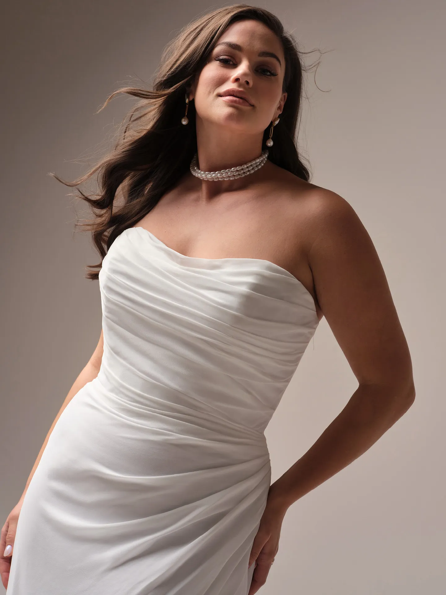 Rebecca Ingram Francesca front view chiffon sheath dress
