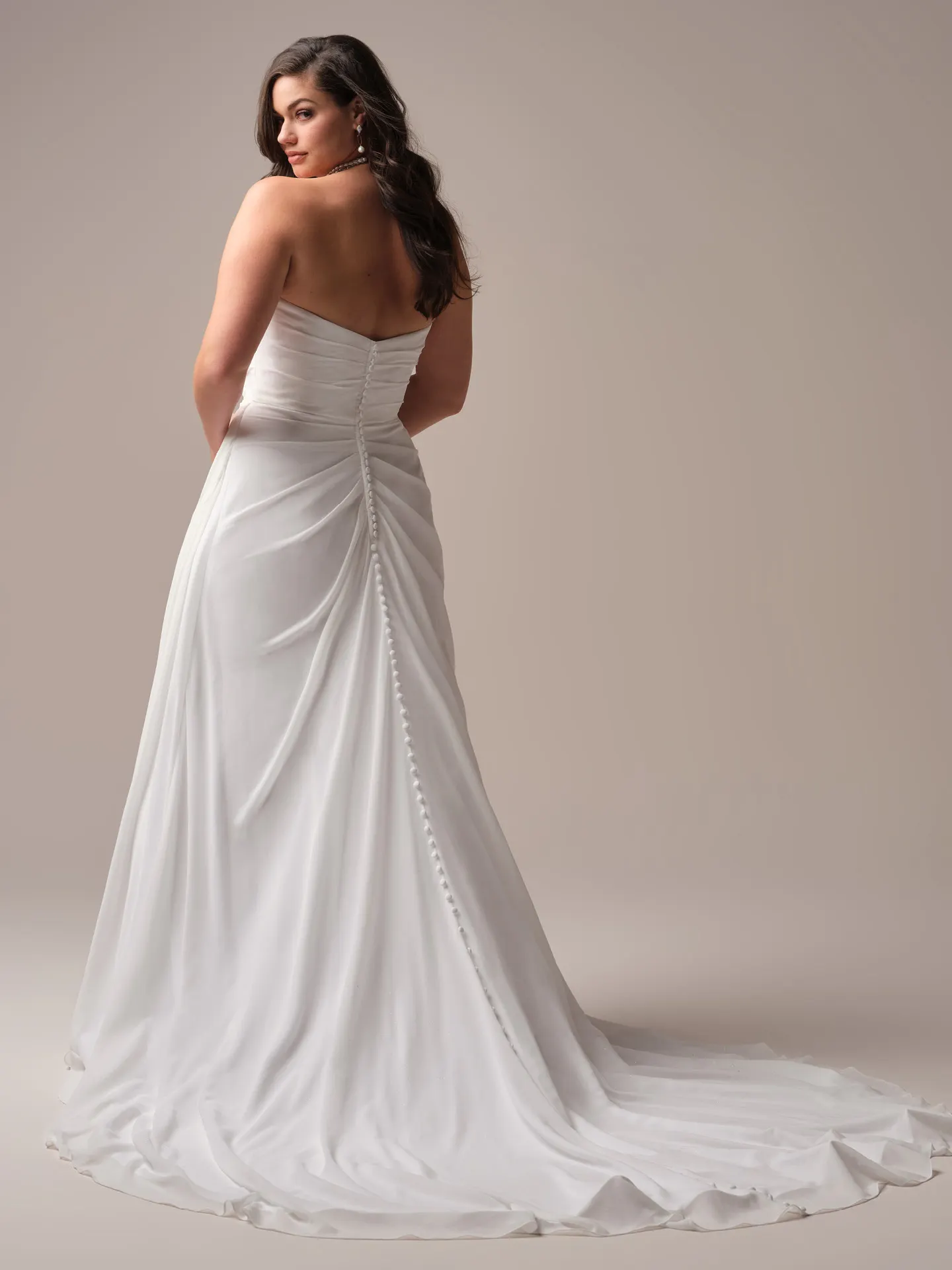 Rebecca Ingram Francesca back view chiffon sheath dress