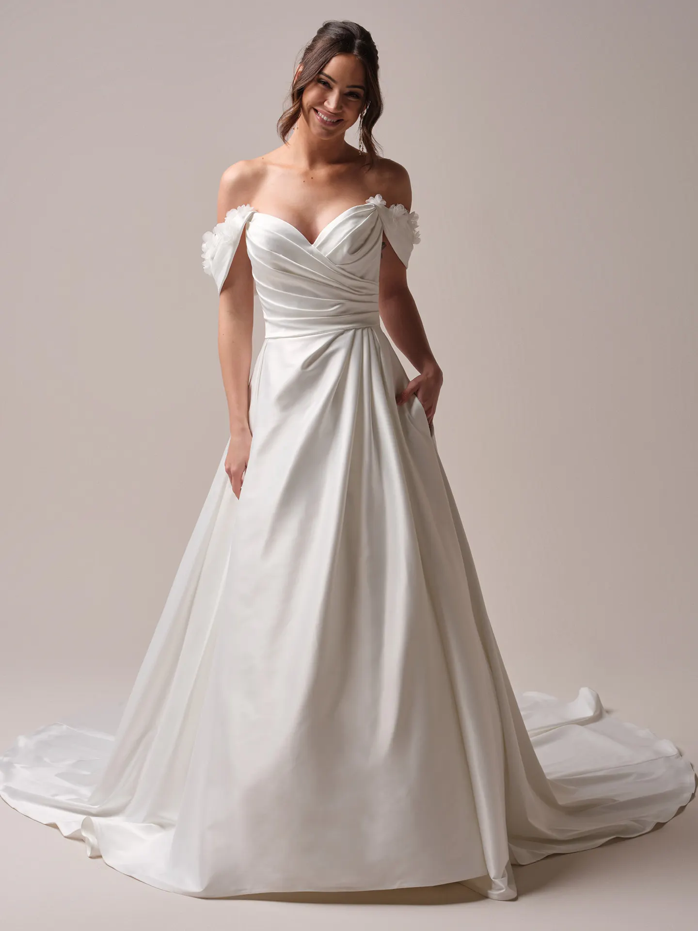 Rebecca Ingram Hannah satin ballgown front view